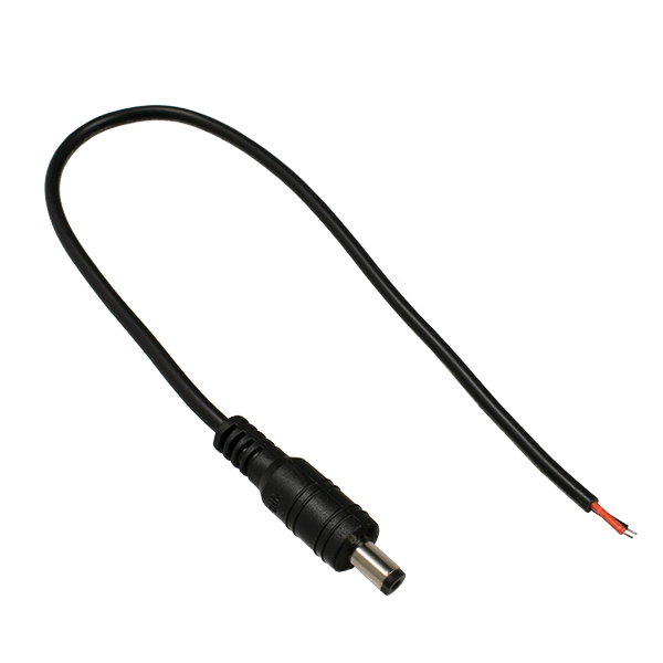 GLOBOSTAR® STRIPDC 70734 Ταχυσύνδεσμος DC Jack 5.5x2.1mm Αρσενικός για Ταινία LED IP20 - Μαύρο - Μ30 x Π2.1 x Υ2.1cm