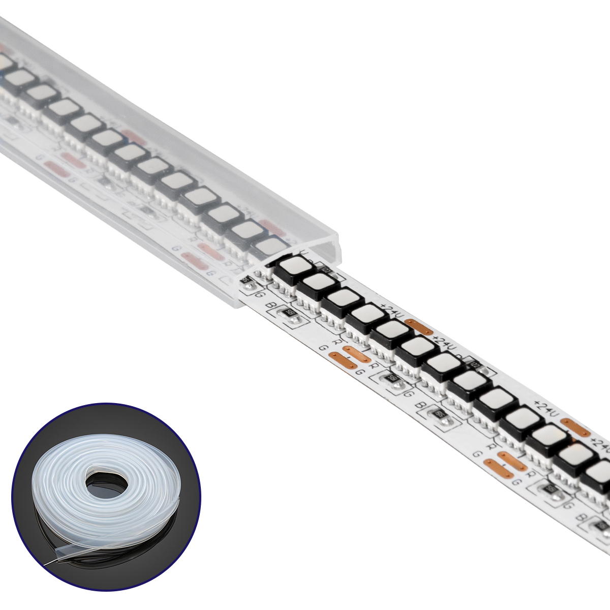 GLOBOSTAR® IPTUBE-C 70906 Κανάλι Σιλικόνης Στεγανοποίησης για Ταινία LED 12mm Αδιάβροχο IP68 - Διάφανο - Μ100 x Π1.4 x Υ0.4cm