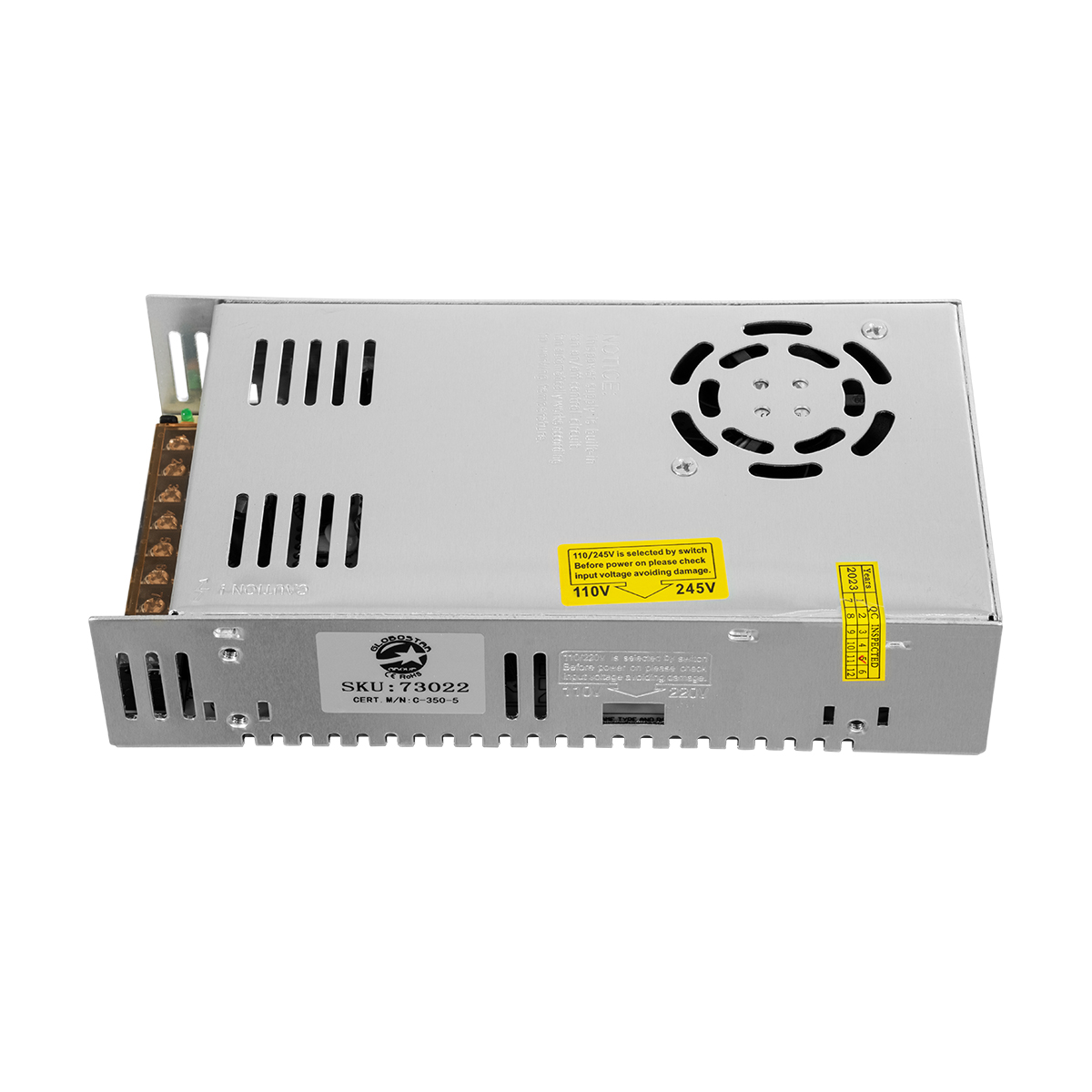 GLOBOSTAR® LUMIVOLT 73022 Τροφοδοτικό/Μετασχηματιστής PELV 350W 70A DC 5V IP20 - AC 220-240V σε DC 5V / Ρυθμιζόμενo από DC 4V έως DC 6V - Μ21.5 x Π11.5 x Υ5cm - 3 Χρόνια Εγγύηση