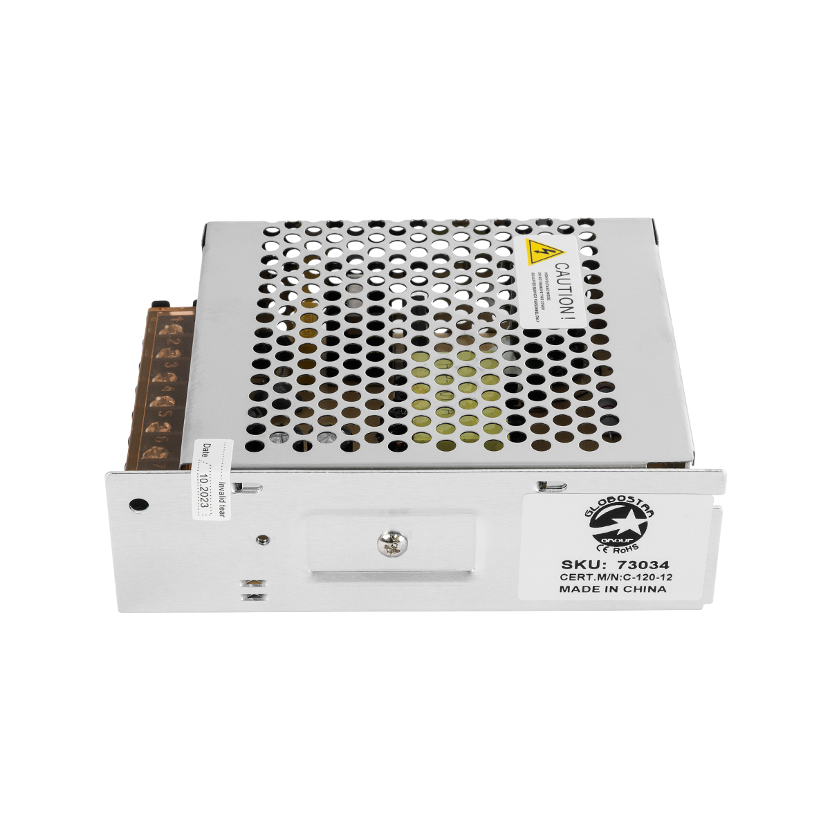 GLOBOSTAR® LUMIVOLT 73034 Τροφοδοτικό/Μετασχηματιστής PELV 120W 10A DC 12V IP20 - AC 220-240V σε DC 12V / Ρυθμιζόμενo από DC 10.8V έως DC 13.2V - Μ13 x Π10 x Υ4cm - 3 Χρόνια Εγγύηση