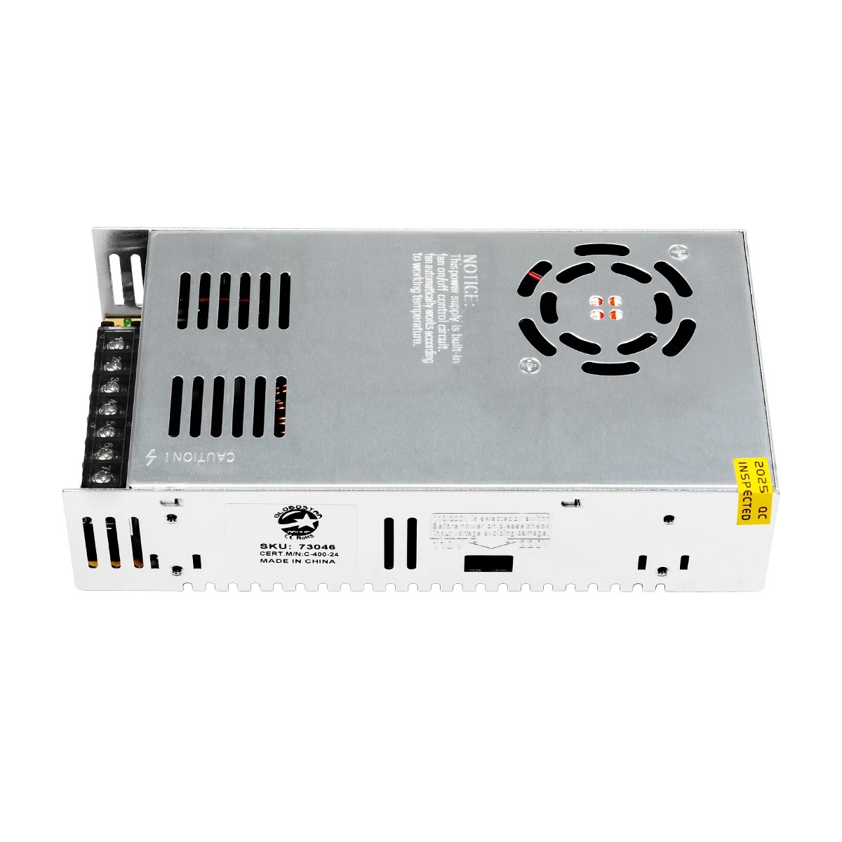 GLOBOSTAR® LUMIVOLT 73046 Τροφοδοτικό/Μετασχηματιστής PELV 400W 16.6A DC 24V IP20 - AC 220-240V σε DC 24V / Ρυθμιζόμενo από DC 22.5V έως DC 25.5V - Μ20 x Π10 x Υ5cm - 3 Χρόνια Εγγύηση