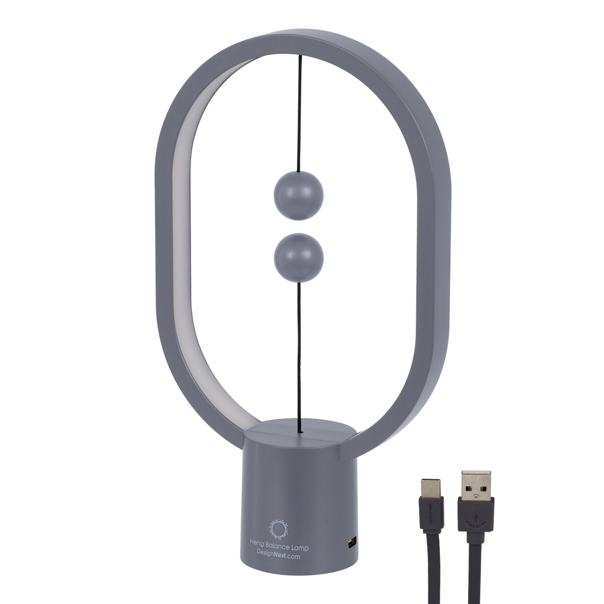 GloboStar® 76545 Επιτραπέζιο Φωτιστικό Πορτατίφ LED 15W 1500lm 360° DC 5V IP20 Θερμό Λευκό 2700K Γκρι & Λευκό Πλαστικό - Μ14 x Π5.5 x Υ24.8cm - 2 Xρόνια Εγγύηση