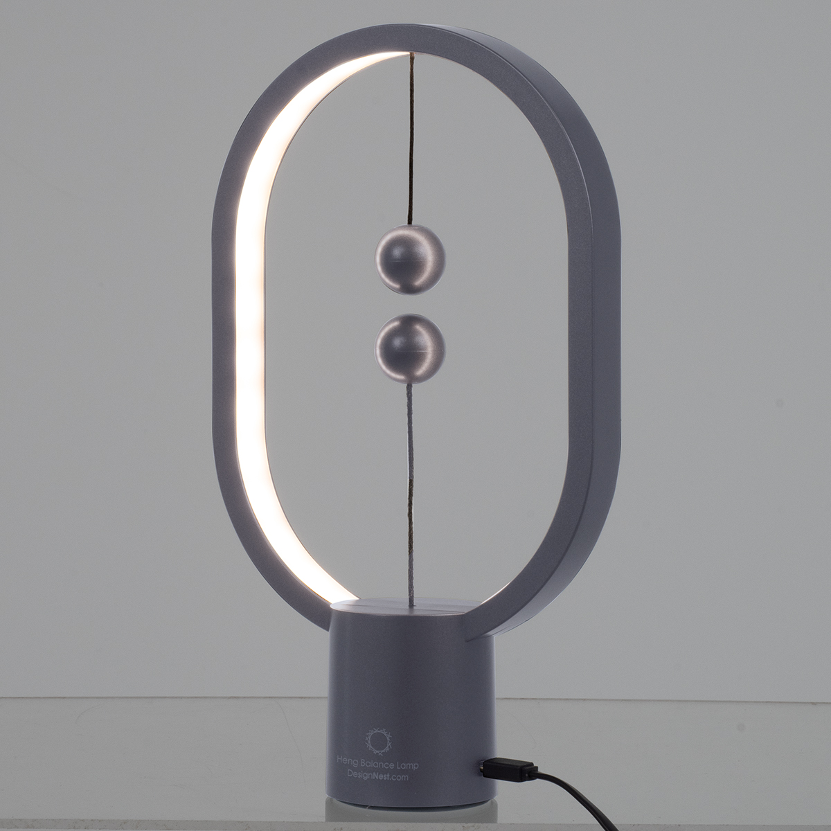 GloboStar® 76545 Επιτραπέζιο Φωτιστικό Πορτατίφ LED 15W 1500lm 360° DC 5V IP20 Θερμό Λευκό 2700K Γκρι & Λευκό Πλαστικό - Μ14 x Π5.5 x Υ24.8cm - 2 Xρόνια Εγγύηση