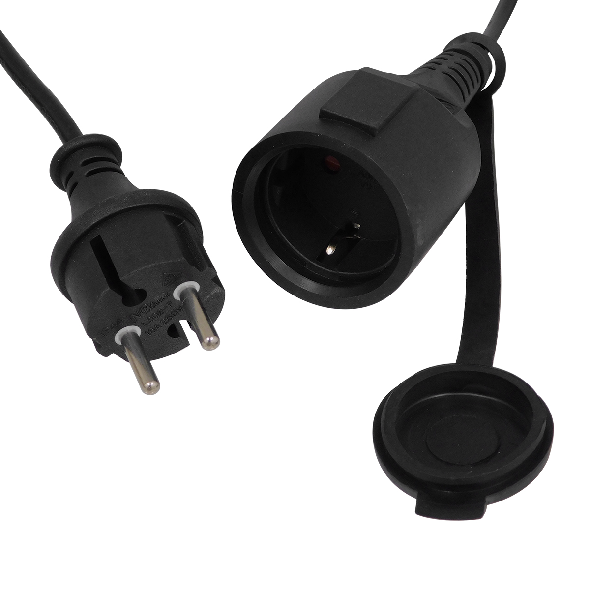 GLOBOSTAR® GARLAND 78984 Καλωδιογιρλάντα 15m με Ντουί 15 x E27 & Πρίζα Schuko AC 220-240V IP65 - Μαύρο - Μ1500 x Π92 x Υ16cm