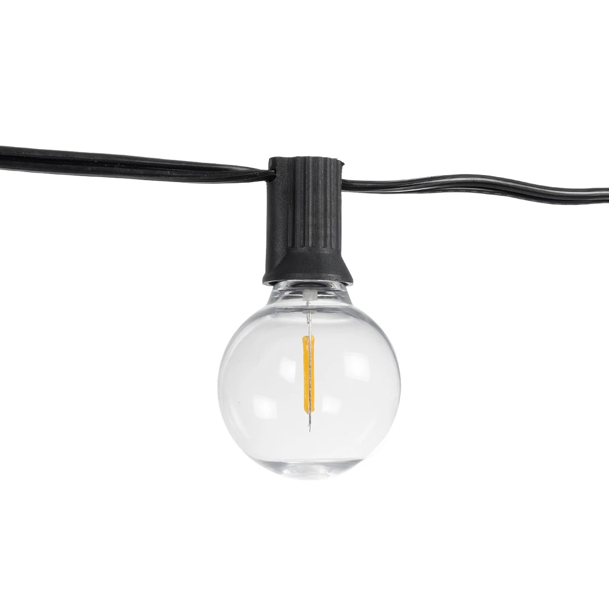 GLOBOSTAR® TWILIGHT 79669 Μοντέρνο Φωτιστικό Κήπου Γιρλάντα 14.5m με 50 Λάμπες LED 30W 2700lm 360° DC 3.6V με Φωτοβολταϊκό Panel 5.5V 5W & Επαναφορτιζόμενη Μπαταρία Li-ion 3.7V 3x18650 6600mAh Αδιάβροχο IP65 Θερμό Λευκό 2700Κ Dimmable - Sanan SMD Chip