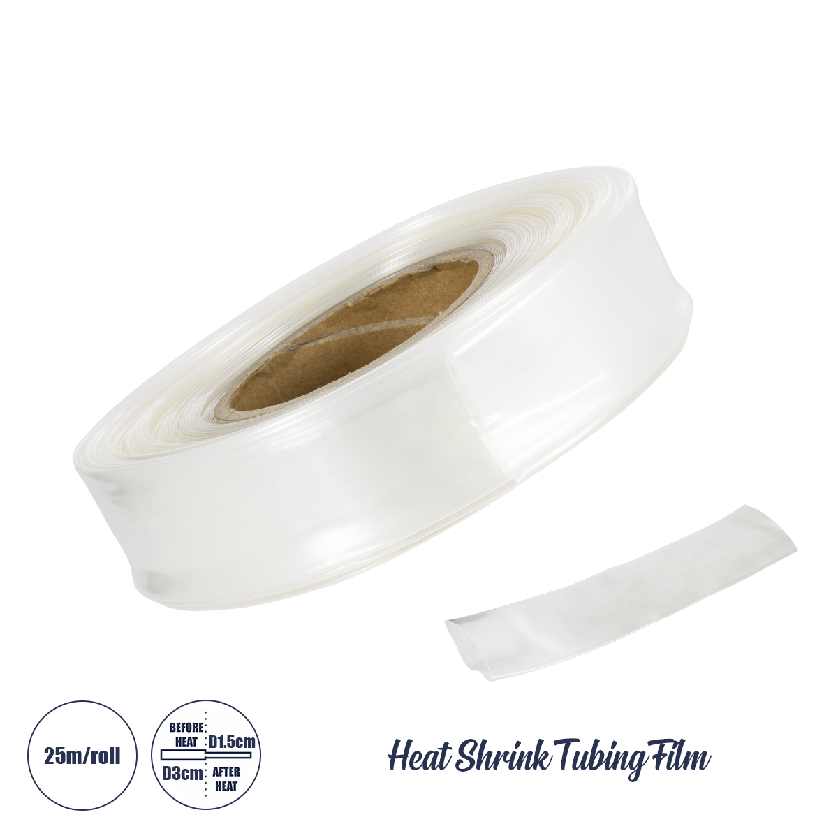 GLOBOSTAR® SHRINKTUBE 79969 Θερμοσυστελλόμενο Μακαρόνι Στεγανοποίησης για Neon Flex LED Αδιάβροχο IP65 - Διάφανο - Μ2500 x Π3 x Υ3cm/Π1.5 x Υ1.5cm - Ρολό 25 Μέτρων