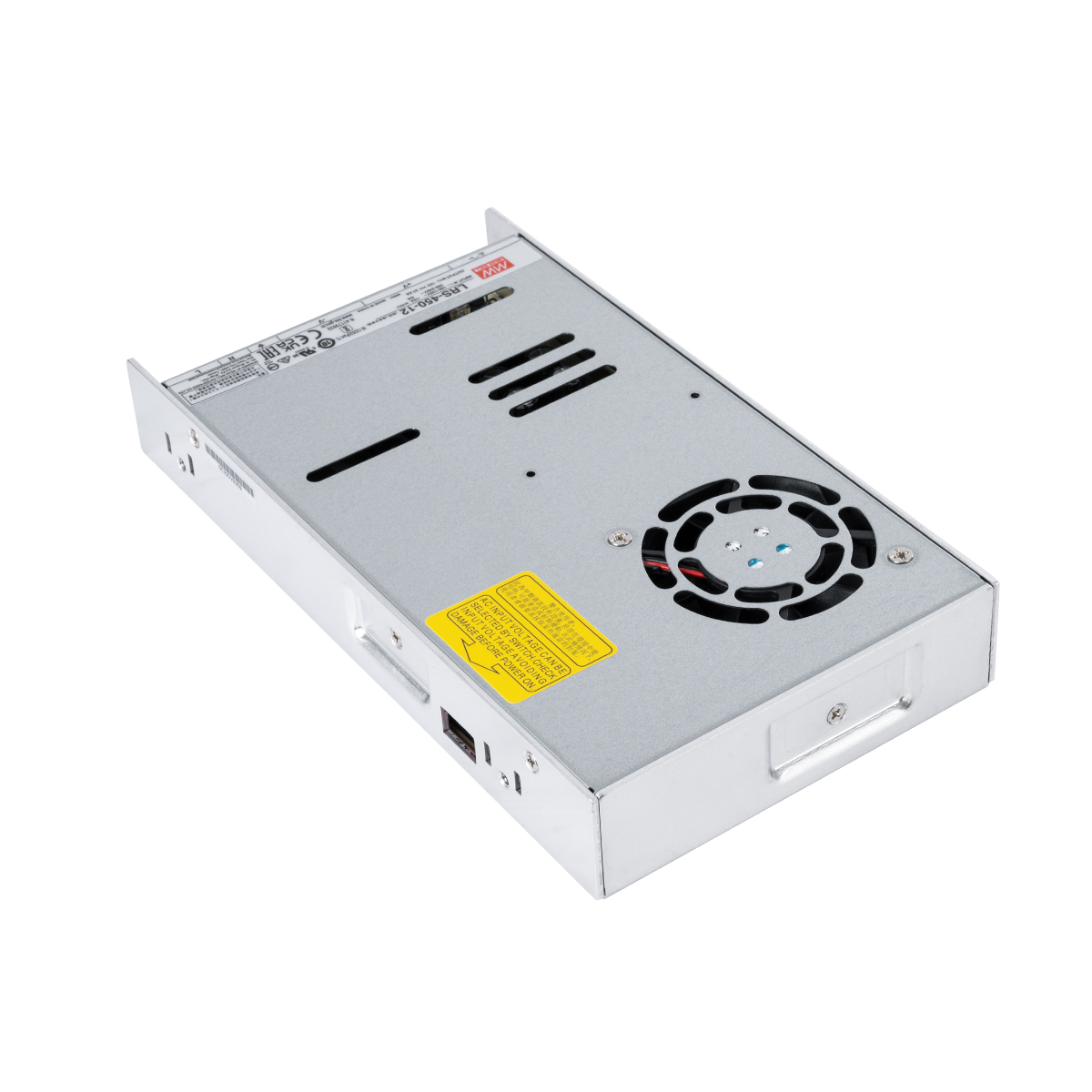 GLOBOSTAR® MEANWELL-LRS450-12 90786 Τροφοδοτικό/Μετασχηματιστής Class I PELV 450W 37.5A AC 220-240V σε DC 12V IP20 - Ρυθμιζόμενo από DC 10.2V έως DC 13.8V - Ασημί - Μ22.5 x Π12.4 x Υ3.5cm - 3 Χρόνια Εγγύηση