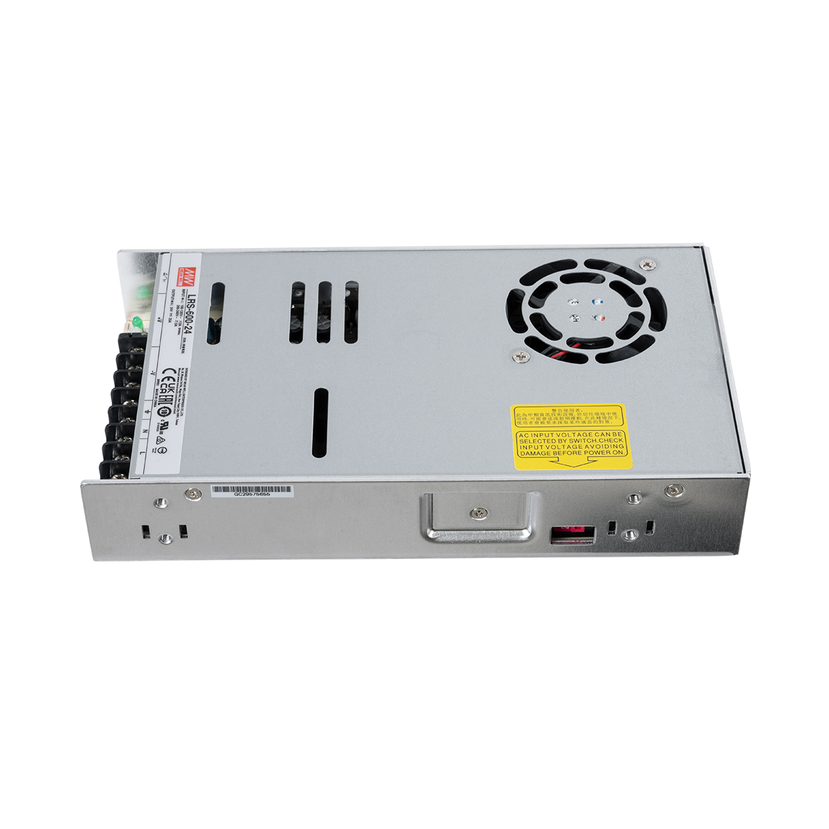 GLOBOSTAR® MEANWELL-LRS600-24 90788 Τροφοδοτικό/Μετασχηματιστής Class I PELV 600W 25A AC 220-240V σε DC 24V IP20 - Ρυθμιζόμενo από DC 22.8V έως DC 26.4V - Ασημί - Μ22.5 x Π12.4 x Υ4.1cm - 3 Χρόνια Εγγύηση