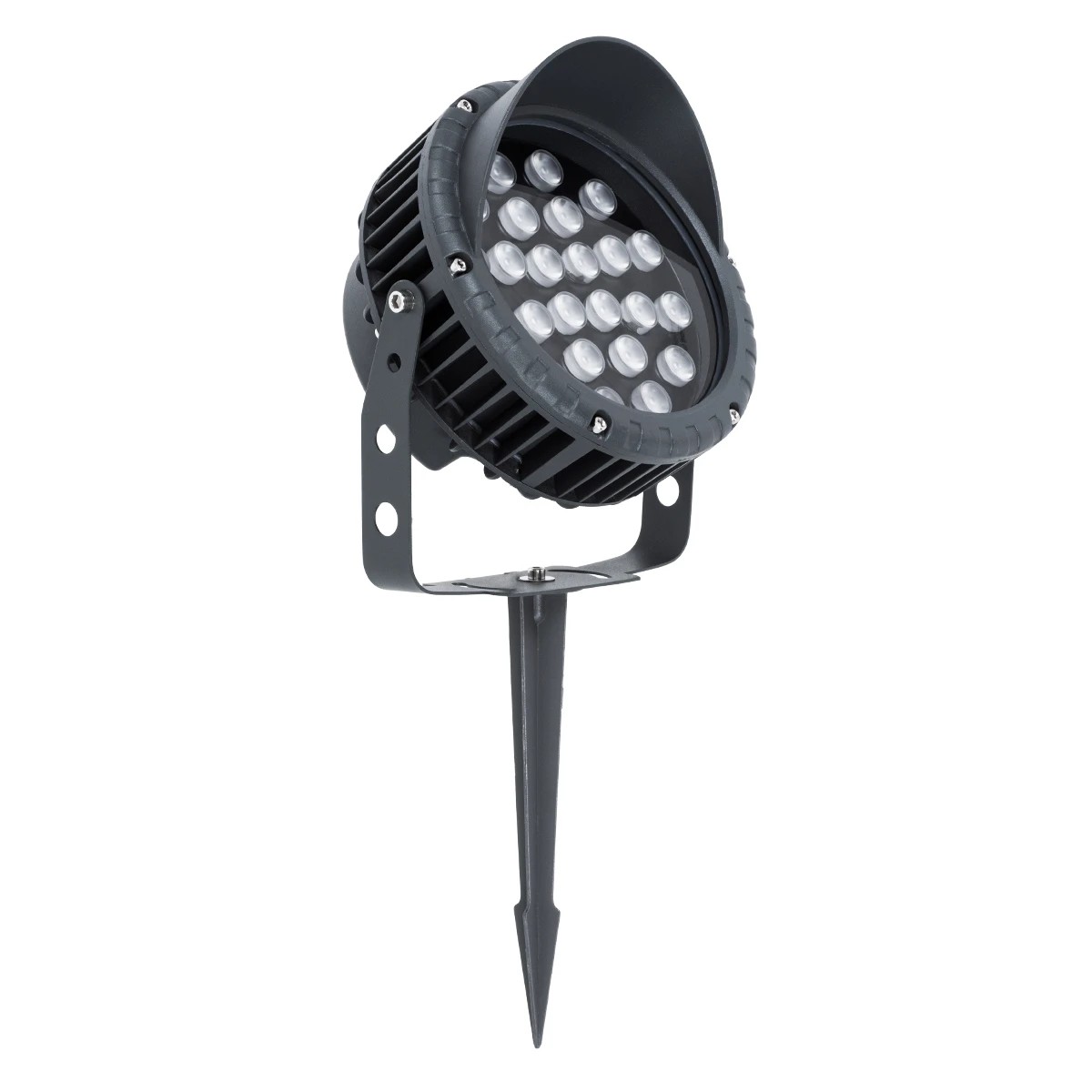 GLOBOSTAR® TREEVINA 90360 Φωτιστικό Σποτ με Αντιθαμβωτική Γρίλια για Φυτά - Δέντρα με Βάση Κήπου / Καρφωτό LED 24W 2640lm 10° DC 24V Αδιάβροχο IP65 Θερμό Λευκό 2700K Dimmable - Bridgelux SMD Chip - Γκρι Ανθρακί - Μ21.5 x Π18.3 x Υ14cm - 3 Χρόνια Εγγύηση
