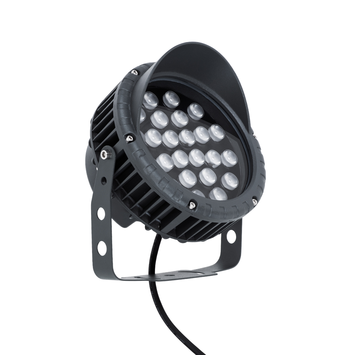 GLOBOSTAR® TREEVINA 90360 Φωτιστικό Σποτ με Αντιθαμβωτική Γρίλια για Φυτά - Δέντρα με Βάση Κήπου / Καρφωτό LED 24W 2640lm 10° DC 24V Αδιάβροχο IP65 Θερμό Λευκό 2700K Dimmable - Bridgelux SMD Chip - Γκρι Ανθρακί - Μ21.5 x Π18.3 x Υ14cm - 3 Χρόνια Εγγύηση