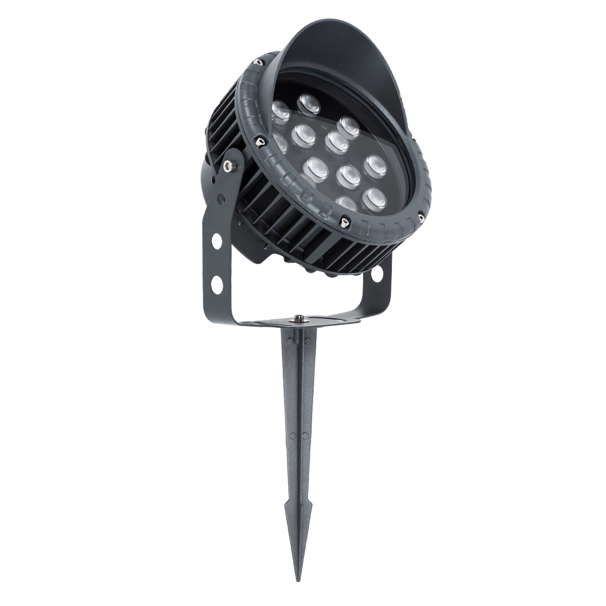 GLOBOSTAR® TREEVINA 90362 Φωτιστικό Σποτ με Αντιθαμβωτική Γρίλια για Φυτά - Δέντρα με Βάση Κήπου / Καρφωτό LED 24W 2040lm 10° DC 24V Αδιάβροχο IP65 Πολύχρωμο RGBW Dimmable DMX512 - Bridgelux SMD Chip - Γκρι Ανθρακί - Μ21.5 x Π18.3 x Υ14cm - 3 Χρόνια Εγγύη