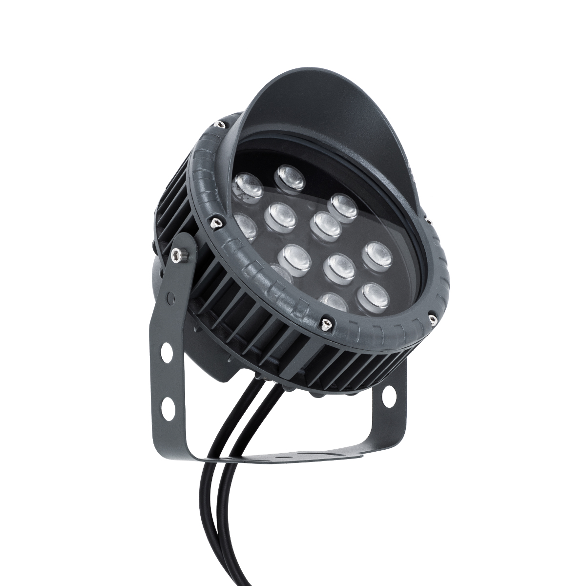 GLOBOSTAR® TREEVINA 90362 Φωτιστικό Σποτ με Αντιθαμβωτική Γρίλια για Φυτά - Δέντρα με Βάση Κήπου / Καρφωτό LED 24W 2040lm 10° DC 24V Αδιάβροχο IP65 Πολύχρωμο RGBW Dimmable DMX512 - Bridgelux SMD Chip - Γκρι Ανθρακί - Μ21.5 x Π18.3 x Υ14cm - 3 Χρόνια Εγγύη