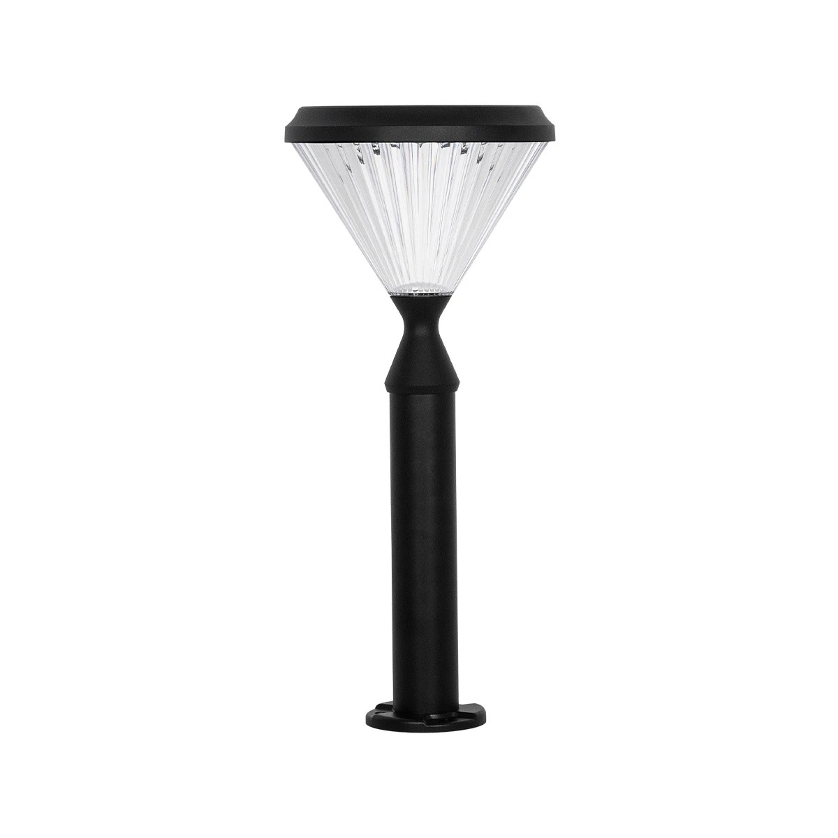 GLOBOSTAR® VEGGIE 90522 Φωτιστικό Κολωνάκι Κήπου LED 10W 500lm 120° με Ενσωματωμένο Φωτοβολταϊκό Panel 6V 2W & Επαναφορτιζόμενη Μπαταρία Li-ion 3.2V 6000mAh με Αισθητήρα Ημέρας-Νύχτας Αδιάβροχο IP65 Ψυχρό Λευκό 6000K - Sanan SMD Chip - Μαύρο - Μ26 x Π