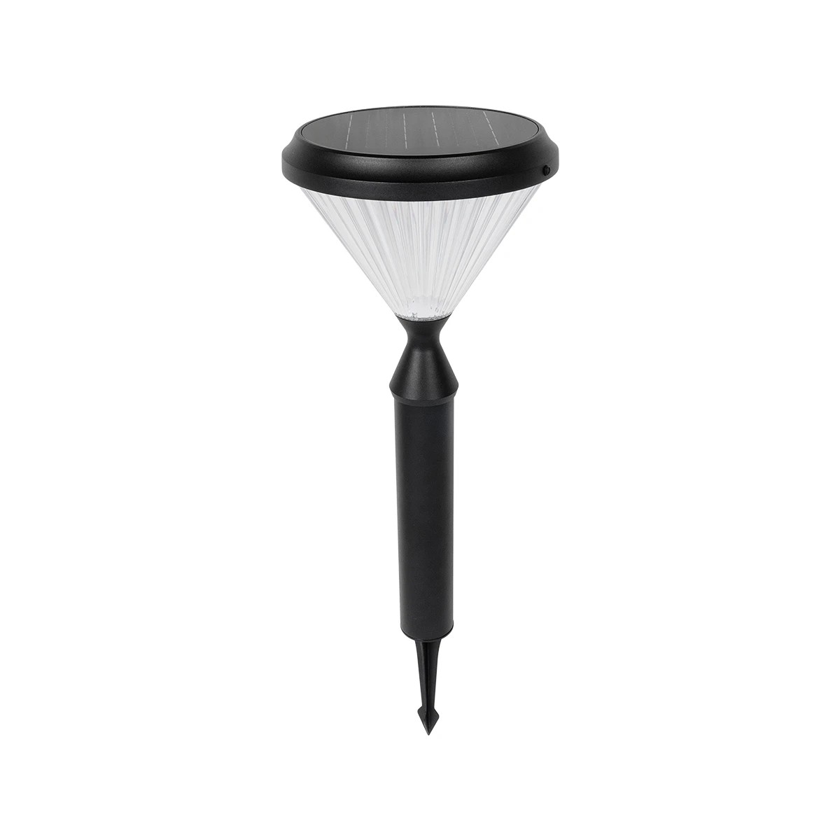 GLOBOSTAR® VEGGIE 90522 Φωτιστικό Κολωνάκι Κήπου LED 10W 500lm 120° με Ενσωματωμένο Φωτοβολταϊκό Panel 6V 2W & Επαναφορτιζόμενη Μπαταρία Li-ion 3.2V 6000mAh με Αισθητήρα Ημέρας-Νύχτας Αδιάβροχο IP65 Ψυχρό Λευκό 6000K - Sanan SMD Chip - Μαύρο - Μ26 x Π