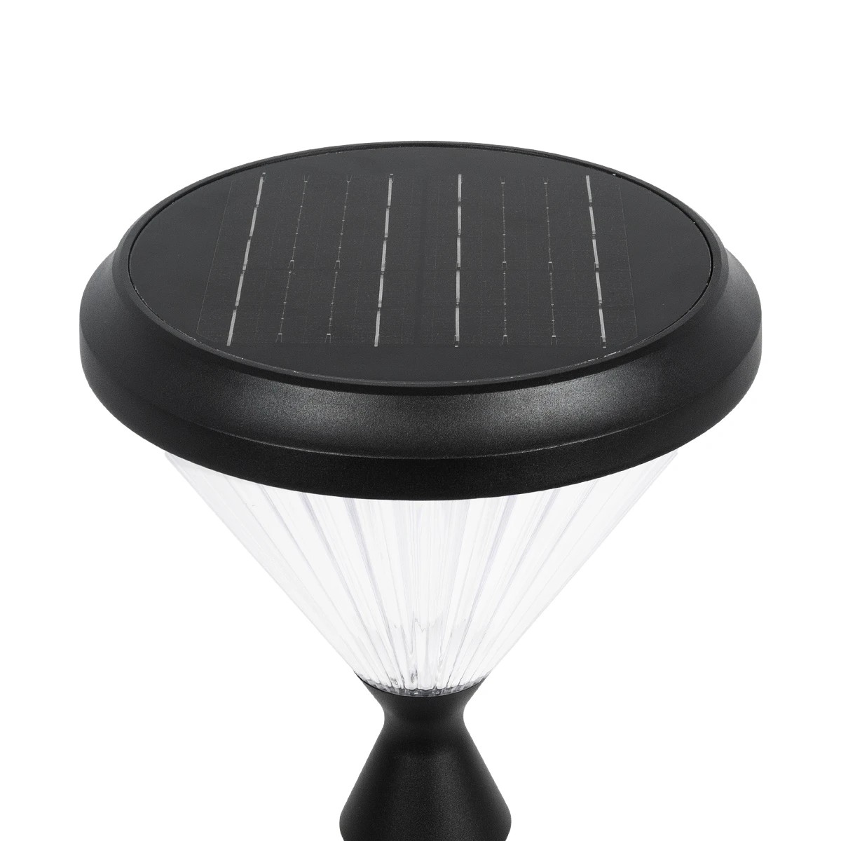GLOBOSTAR® VEGGIE 90522 Φωτιστικό Κολωνάκι Κήπου LED 10W 500lm 120° με Ενσωματωμένο Φωτοβολταϊκό Panel 6V 2W & Επαναφορτιζόμενη Μπαταρία Li-ion 3.2V 6000mAh με Αισθητήρα Ημέρας-Νύχτας Αδιάβροχο IP65 Ψυχρό Λευκό 6000K - Sanan SMD Chip - Μαύρο - Μ26 x Π