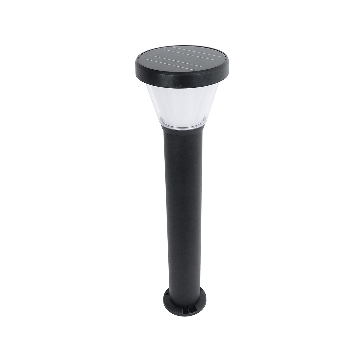 GLOBOSTAR® SOLARDIS 90523 Φωτιστικό Κολωνάκι Κήπου LED 10W 180lm 120° με Ενσωματωμένο Φωτοβολταϊκό Panel 6V 5W & Επαναφορτιζόμενη Μπαταρία Li-ion 3.2V 6000mAh με Αισθητήρα Ημέρας-Νύχτας Αδιάβροχο IP65 Ψυχρό Λευκό 6000K - Μαύρο - Μ24 x Π24 x Υ88cm - 2 