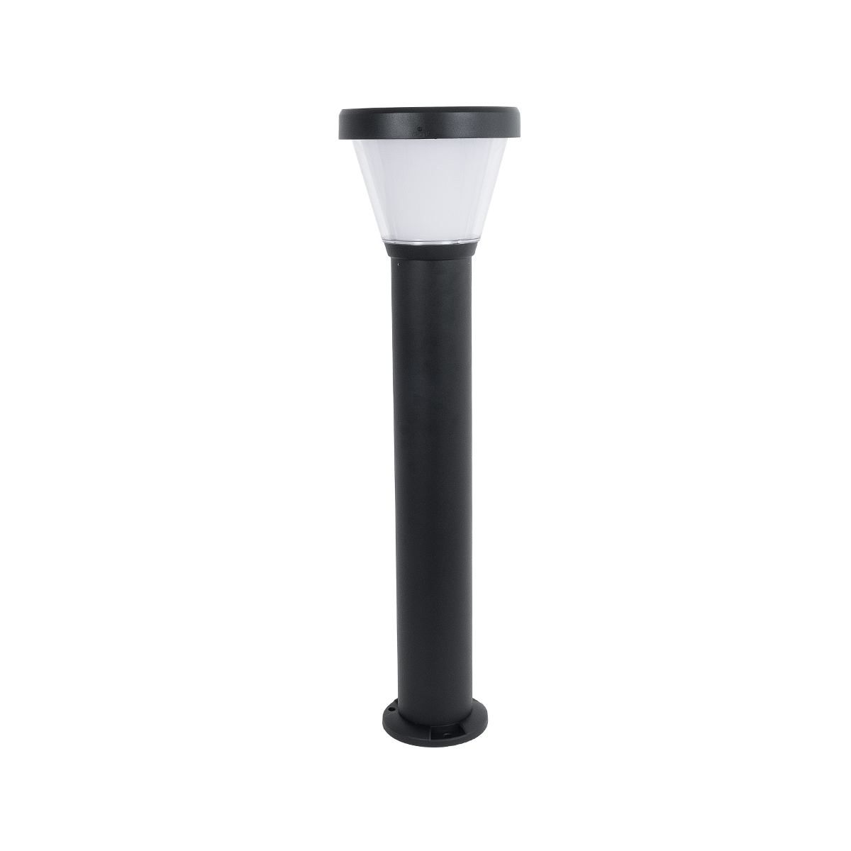 GLOBOSTAR® SOLARDIS 90523 Φωτιστικό Κολωνάκι Κήπου LED 10W 180lm 120° με Ενσωματωμένο Φωτοβολταϊκό Panel 6V 5W & Επαναφορτιζόμενη Μπαταρία Li-ion 3.2V 6000mAh με Αισθητήρα Ημέρας-Νύχτας Αδιάβροχο IP65 Ψυχρό Λευκό 6000K - Μαύρο - Μ24 x Π24 x Υ88cm - 2 