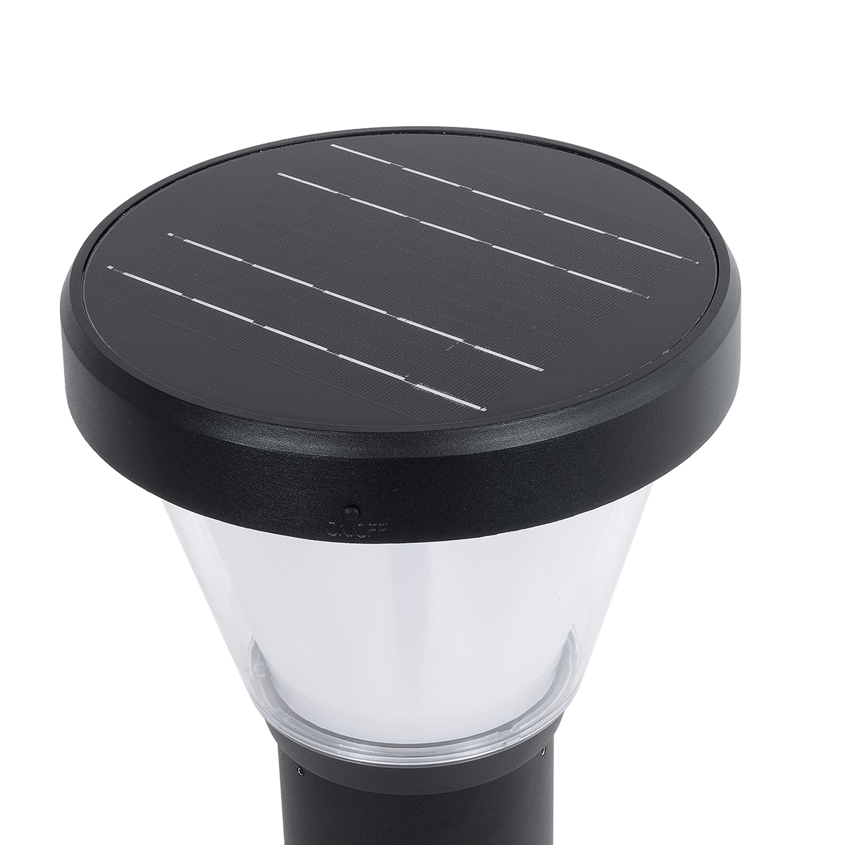 GLOBOSTAR® SOLARDIS 90523 Φωτιστικό Κολωνάκι Κήπου LED 10W 180lm 120° με Ενσωματωμένο Φωτοβολταϊκό Panel 6V 5W & Επαναφορτιζόμενη Μπαταρία Li-ion 3.2V 6000mAh με Αισθητήρα Ημέρας-Νύχτας Αδιάβροχο IP65 Ψυχρό Λευκό 6000K - Μαύρο - Μ24 x Π24 x Υ88cm - 2 