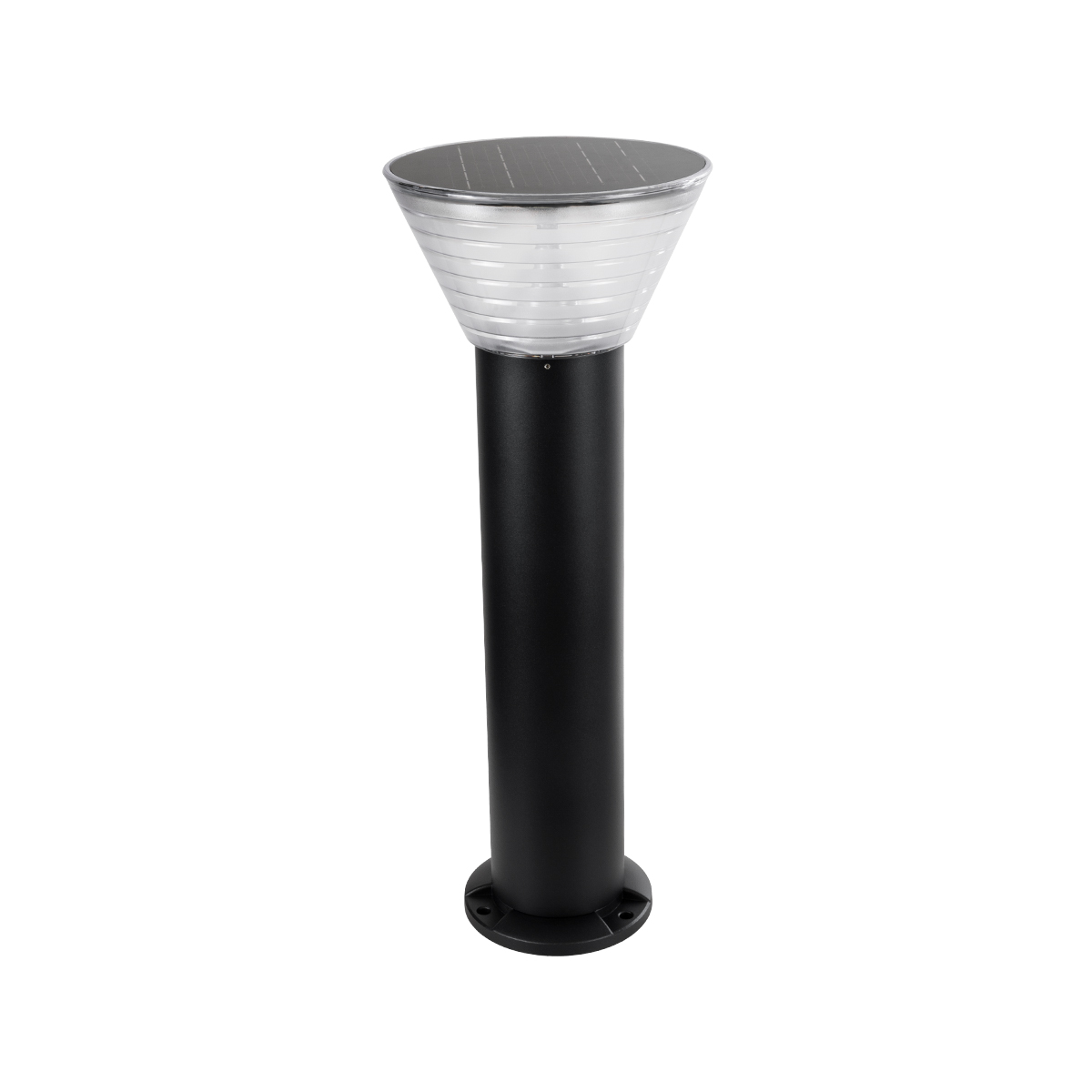 GLOBOSTAR® VEGGIE 90525 Φωτιστικό Κολωνάκι Κήπου LED 10W 500lm 120° με Ενσωματωμένο Φωτοβολταϊκό Panel 6V 2W & Επαναφορτιζόμενη Μπαταρία Li-ion 3.2V 1800mAh με Αισθητήρα Ημέρας-Νύχτας Αδιάβροχο IP65 Ψυχρό Λευκό 6000K - Sanan SMD Chip - Μαύρο- Μ23 x Π2