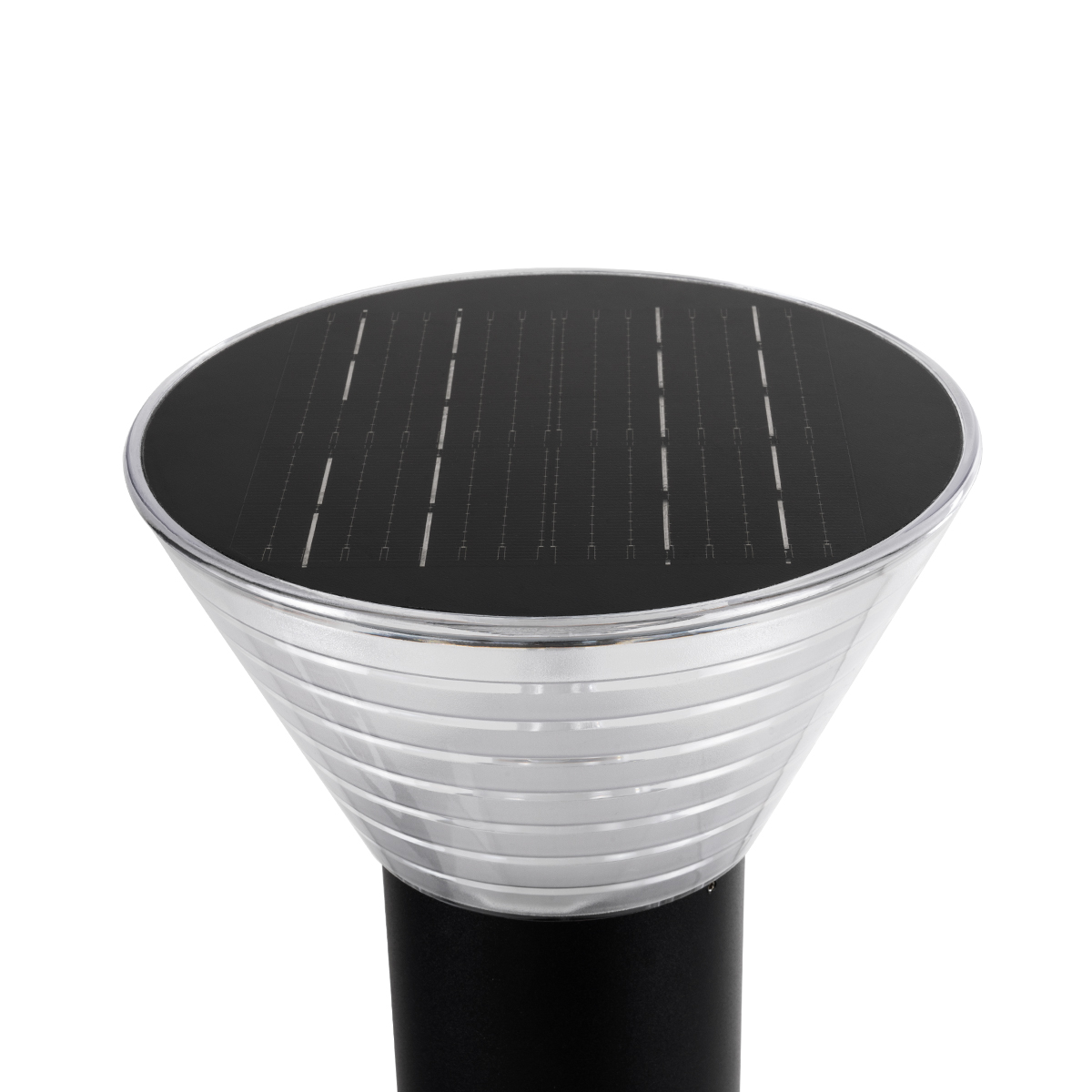 GLOBOSTAR® VEGGIE 90525 Φωτιστικό Κολωνάκι Κήπου LED 10W 500lm 120° με Ενσωματωμένο Φωτοβολταϊκό Panel 6V 2W & Επαναφορτιζόμενη Μπαταρία Li-ion 3.2V 1800mAh με Αισθητήρα Ημέρας-Νύχτας Αδιάβροχο IP65 Ψυχρό Λευκό 6000K - Sanan SMD Chip - Μαύρο- Μ23 x Π2