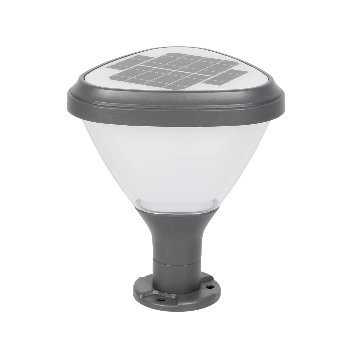 GLOBOSTAR® NATURE 90532 Φωτιστικό Κολωνάκι Κήπου LED 10W 500lm 120° DC 5V με Ενσωματωμένο Φωτοβολταϊκό Panel 6V 2W & Επαναφορτιζόμενη Μπαταρία Li-ion 3.2V 8000mAh με Αισθητήρα Ημέρας-Νύχτας Αδιάβροχο IP65 Ψυχρό Λευκό 6000K - Sanan SMD Chip - Γκρι Ανθρ