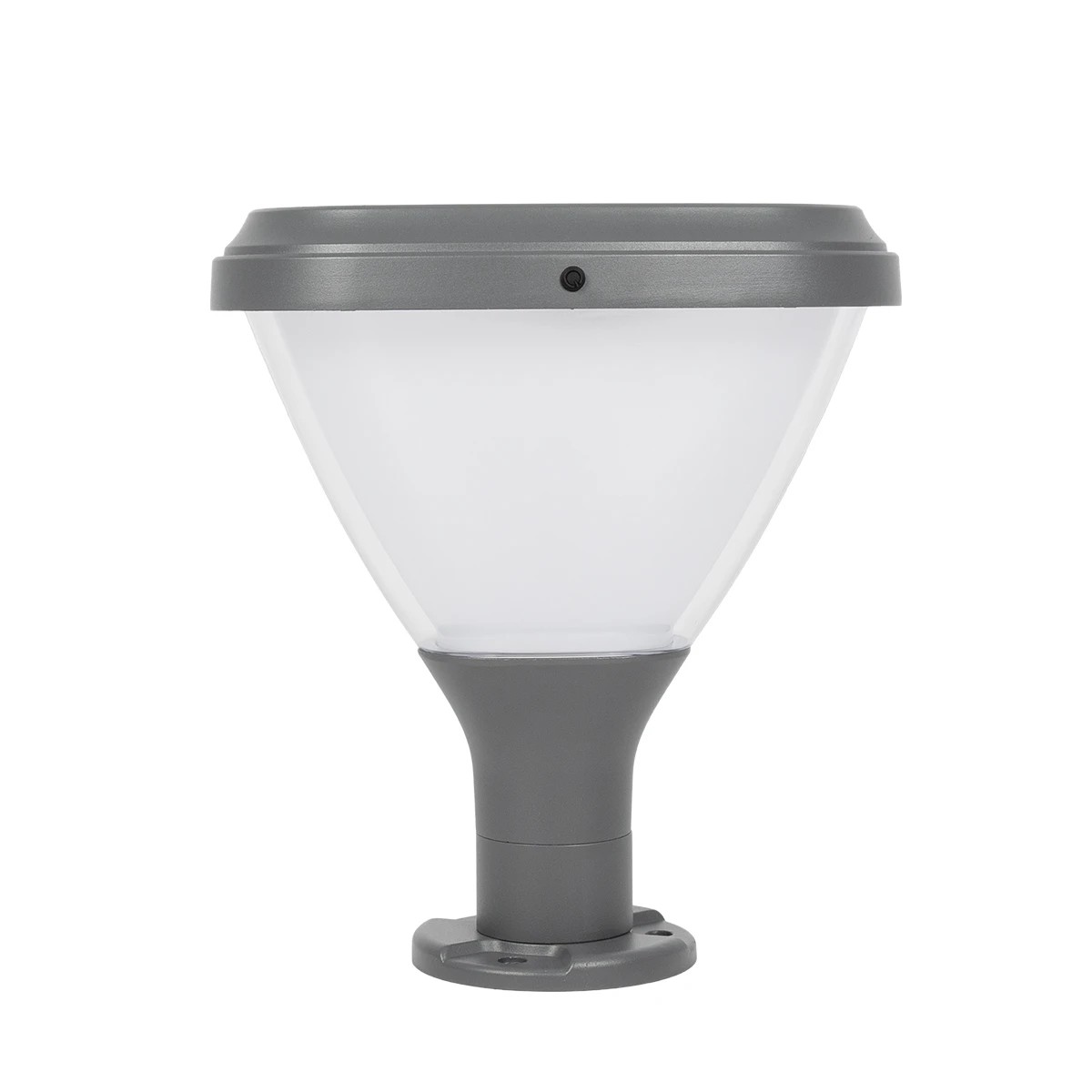 GLOBOSTAR® NATURE 90532 Φωτιστικό Κολωνάκι Κήπου LED 10W 500lm 120° DC 5V με Ενσωματωμένο Φωτοβολταϊκό Panel 6V 2W & Επαναφορτιζόμενη Μπαταρία Li-ion 3.2V 8000mAh με Αισθητήρα Ημέρας-Νύχτας Αδιάβροχο IP65 Ψυχρό Λευκό 6000K - Sanan SMD Chip - Γκρι Ανθρ