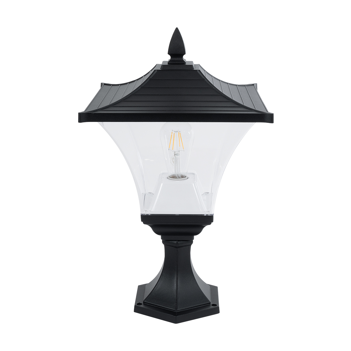 GLOBOSTAR® DIRAHIO 90552 Φωτιστικό Κολωνάκι Κήπου με Ντουί 1 x E27 AC 220-240V Αδιάβροχο IP65 - Μαύρο Ματ - Μ32 x Π32 x Υ52cm