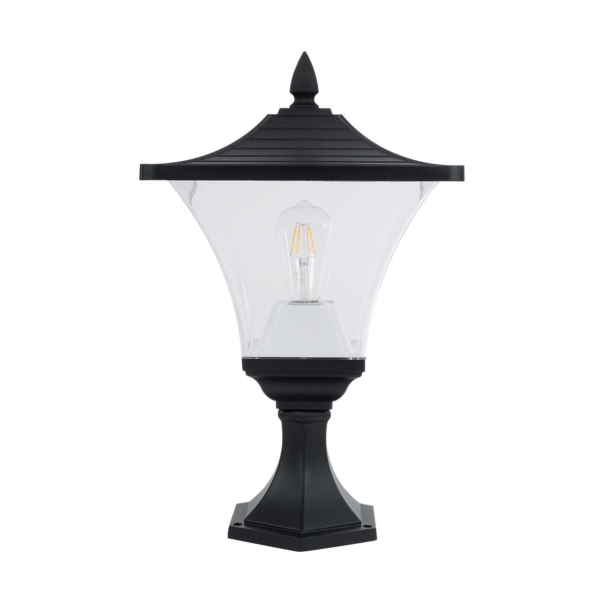 GLOBOSTAR® DIRAHIO 90552 Φωτιστικό Κολωνάκι Κήπου με Ντουί 1 x E27 AC 220-240V Αδιάβροχο IP65 - Μαύρο Ματ - Μ32 x Π32 x Υ52cm