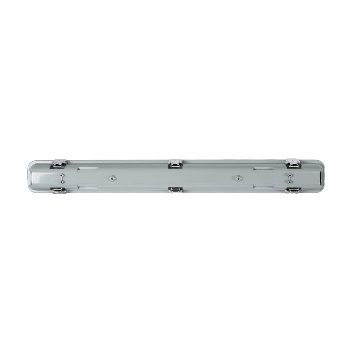 GLOBOSTAR® VIGAS 90610 Γραμμικό Βιομηχανικό Φωτιστικό Σκαφάκι Tri-Proof με Μεταλλικά Clips για 1 x Λάμπα T8 G13 60cm Τύπου Φθορίου LED Τροφοδοσίας Ενός Άκρου 120° AC 220-240V Αδιάβροχο IP65 - Γκρι με Διάφανο Κάλυμμα Πλαστικό PC - Μ66 x Π8 x Υ8cm