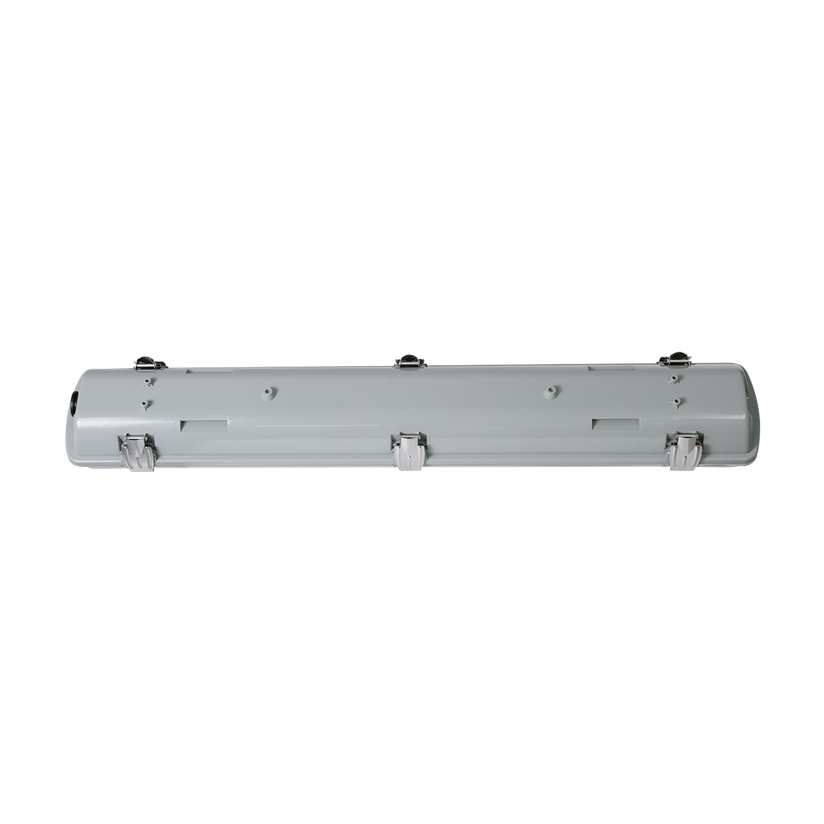 GLOBOSTAR® VIGAS 90611 Γραμμικό Βιομηχανικό Φωτιστικό Σκαφάκι Tri-Proof με Μεταλλικά Clips για 2 x Λάμπες T8 G13 60cm Τύπου Φθορίου LED Τροφοδοσίας Ενός Άκρου 120° AC 220-240V Αδιάβροχο IP65 - Γκρι με Διάφανο Κάλυμμα Πλαστικό PC - Μ66 x Π11.5 x Υ9cm