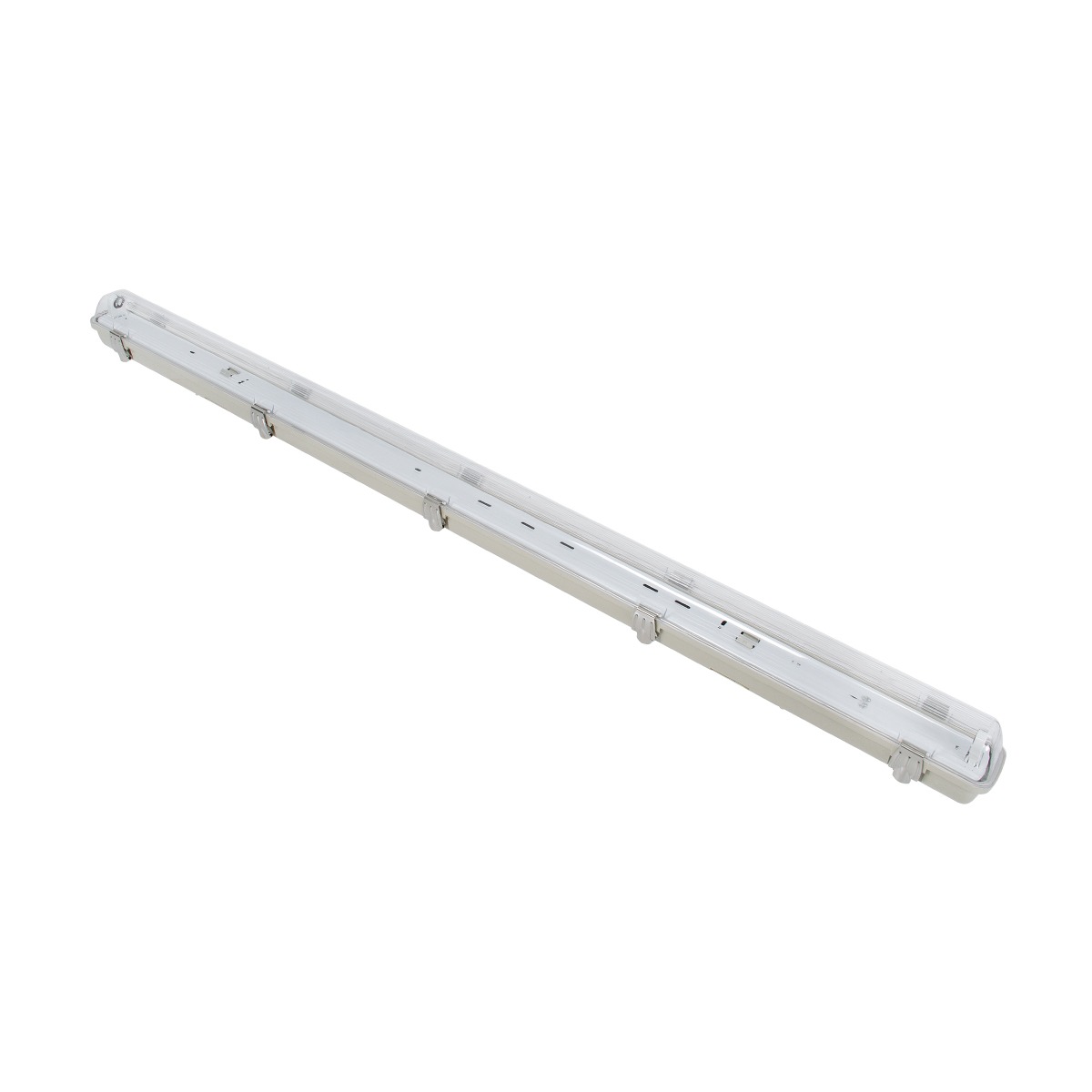 GLOBOSTAR® VIGAS 90612 Γραμμικό Βιομηχανικό Φωτιστικό Σκαφάκι Tri-Proof με Μεταλλικά Clips για 1 x Λάμπα T8 G13 120cm Τύπου Φθορίου LED Τροφοδοσίας Ενός Άκρου 120° AC 220-240V Αδιάβροχο IP65 - Γκρι με Διάφανο Κάλυμμα Πλαστικό PC - Μ126 x Π8 x Υ8.5cm