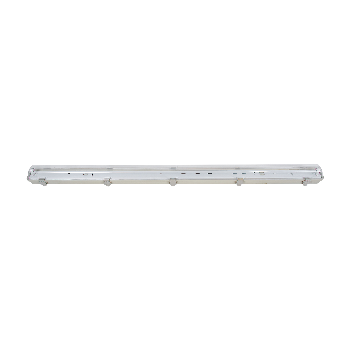 GLOBOSTAR® VIGAS 90612 Γραμμικό Βιομηχανικό Φωτιστικό Σκαφάκι Tri-Proof με Μεταλλικά Clips για 1 x Λάμπα T8 G13 120cm Τύπου Φθορίου LED Τροφοδοσίας Ενός Άκρου 120° AC 220-240V Αδιάβροχο IP65 - Γκρι με Διάφανο Κάλυμμα Πλαστικό PC - Μ126 x Π8 x Υ8.5cm