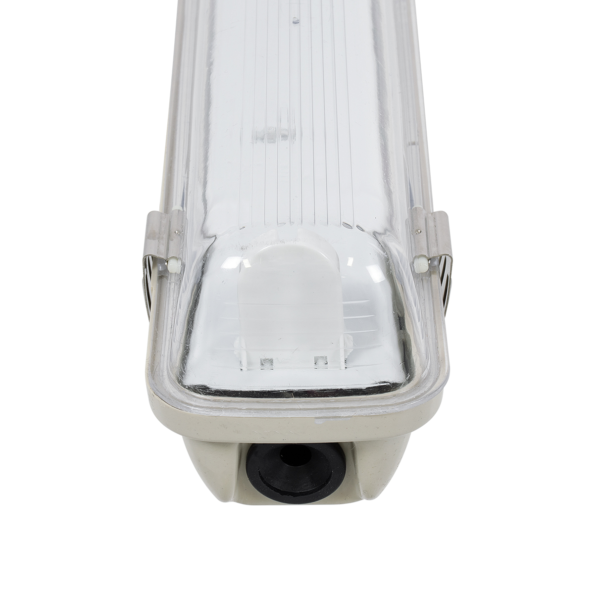 GLOBOSTAR® VIGAS 90612 Γραμμικό Βιομηχανικό Φωτιστικό Σκαφάκι Tri-Proof με Μεταλλικά Clips για 1 x Λάμπα T8 G13 120cm Τύπου Φθορίου LED Τροφοδοσίας Ενός Άκρου 120° AC 220-240V Αδιάβροχο IP65 - Γκρι με Διάφανο Κάλυμμα Πλαστικό PC - Μ126 x Π8 x Υ8.5cm