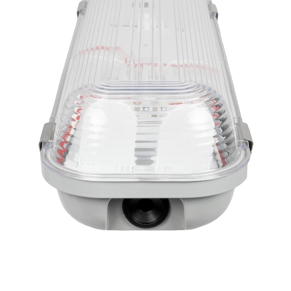 GLOBOSTAR® VIGAS 90613 Γραμμικό Βιομηχανικό Φωτιστικό Σκαφάκι Tri-Proof με Μεταλλικά Clips για 2 x Λάμπες T8 G13 120cm Τύπου Φθορίου LED Τροφοδοσίας Ενός Άκρου 120° AC 220-240V Αδιάβροχο IP65 - Γκρι με Διάφανο Κάλυμμα Πλαστικό PC - Μ126 x Π10 x Υ8cm