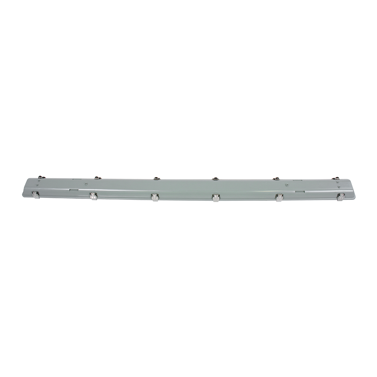 GLOBOSTAR® VIGAS 90615 Γραμμικό Βιομηχανικό Φωτιστικό Σκαφάκι Tri-Proof με Μεταλλικά Clips για 2 x Λάμπες T8 G13 150cm Τύπου Φθορίου LED Τροφοδοσίας Ενός Άκρου 120° AC 220-240V Αδιάβροχο IP65 - Γκρι με Διάφανο Κάλυμμα Πλαστικό PC - Μ156 x Π12 x Υ9cm