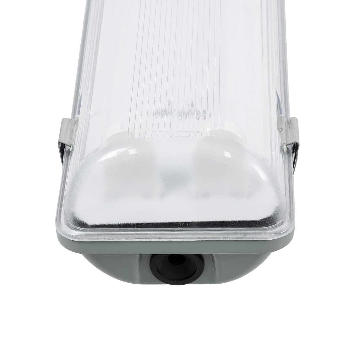 GLOBOSTAR® VIGAS 90615 Γραμμικό Βιομηχανικό Φωτιστικό Σκαφάκι Tri-Proof με Μεταλλικά Clips για 2 x Λάμπες T8 G13 150cm Τύπου Φθορίου LED Τροφοδοσίας Ενός Άκρου 120° AC 220-240V Αδιάβροχο IP65 - Γκρι με Διάφανο Κάλυμμα Πλαστικό PC - Μ156 x Π12 x Υ9cm
