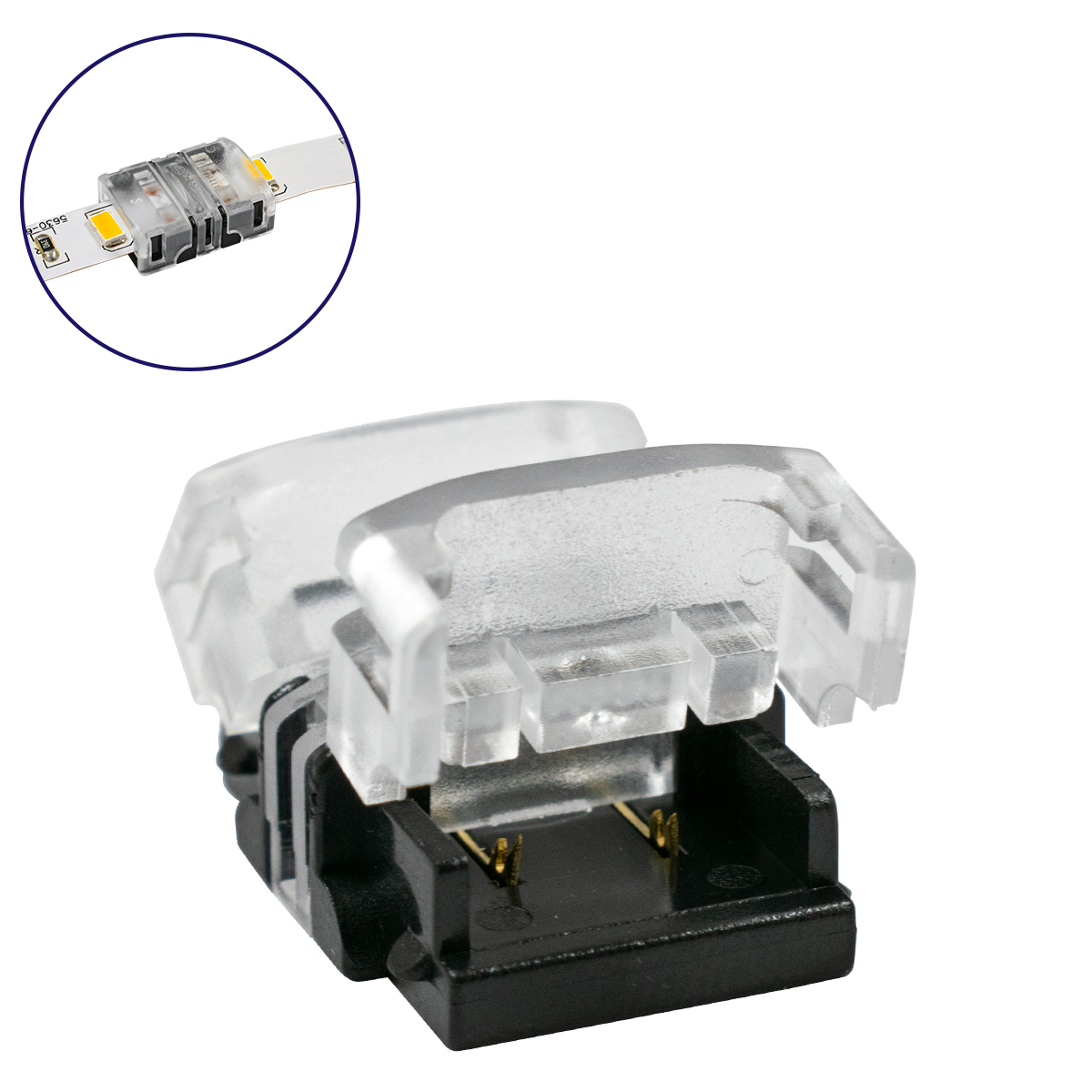 GLOBOSTAR® STRIPCON 70717 Ταχυσύνδεσμος για Μονόχρωμη Ταινία LED 10mm σε 10mm IP20 - Διάφανο - Μ1.5 x Π1.9 x Υ0.8cm