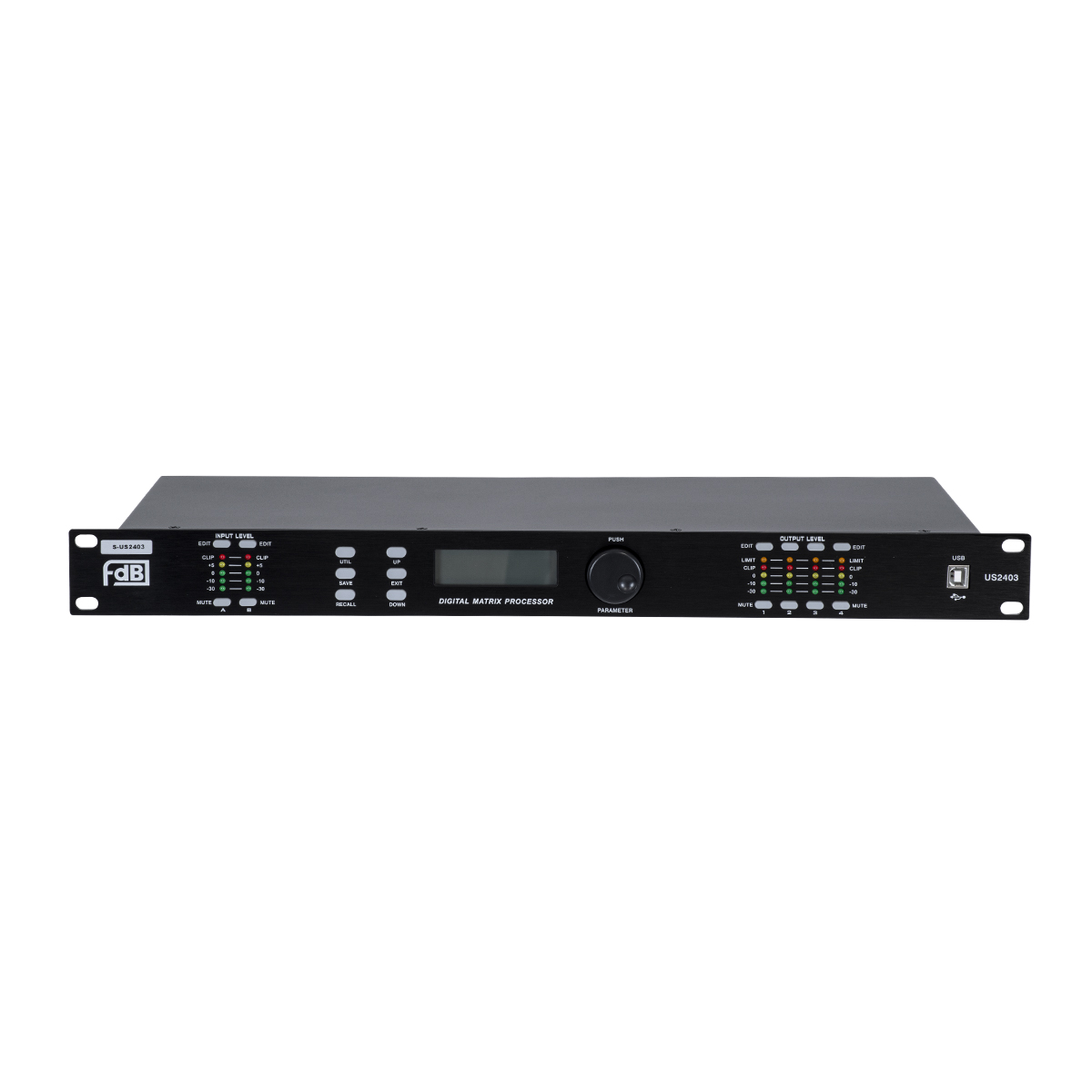 GloboStar® FDB US2403 98020 Audio Processor - Επαγγελματικός Επεξεργαστής Ήχου 2in & 4out - 32-bit DSP SHARC Processor - Frequency Response 20Hz-20Khz DR115DBu - AC 220V/50-60Hz - IP20 - Μαύρο - Μ48.2 x Π20.5 x Υ4.4cm