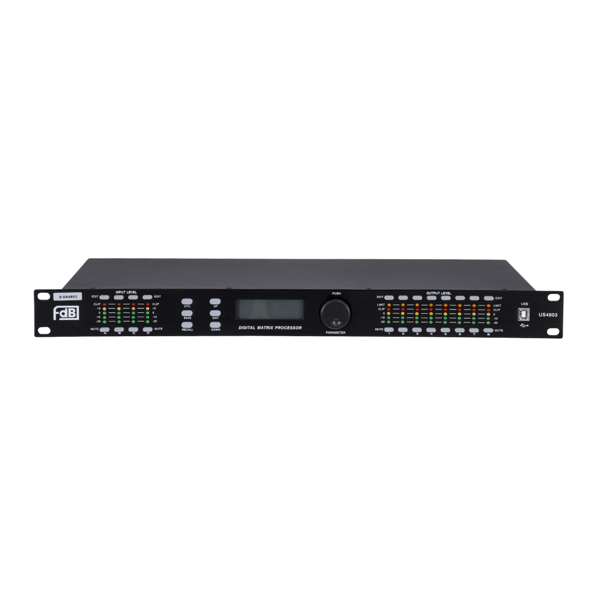 GloboStar® FDB US4803 98021 Audio Processor - Επαγγελματικός Επεξεργαστής Ήχου 4in & 8out - 32-bit DSP SHARC Processor - Frequency Response 20Hz-20Khz DR115DBu - AC 220V/50-60Hz - IP20 - Μαύρο - Μ48.2 x Π20.5 x Υ4.4cm