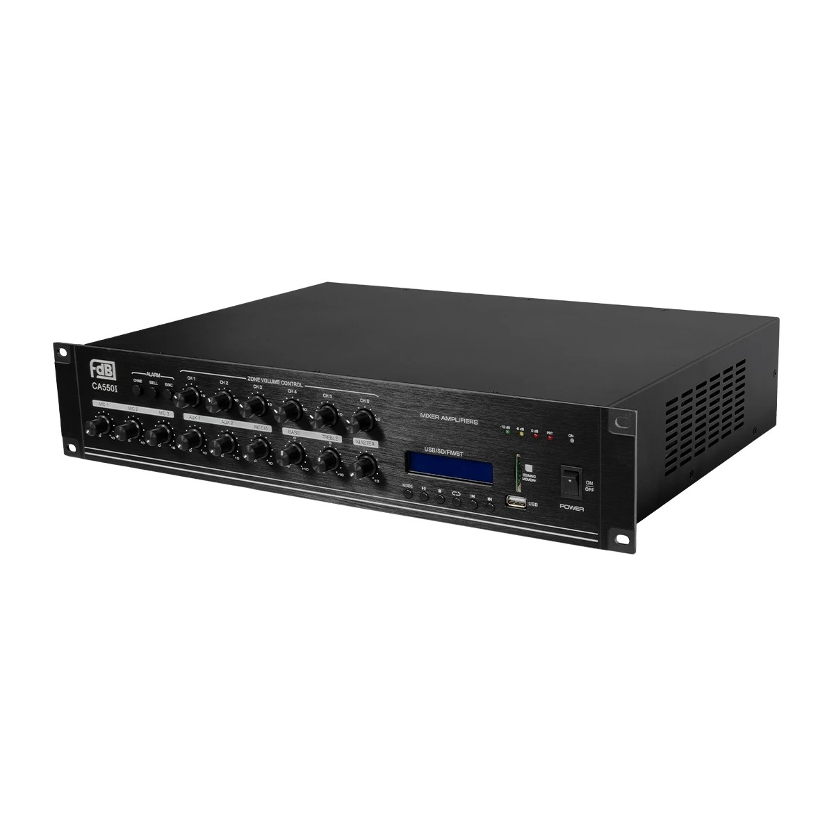 GLOBOSTAR® FDB CA5501 98034 100V Constant Voltage Επαγγελματικός Ενισχυτής Ήχου 550W AC 220V/50-60Hz με USB & FM Ράδιο - IP20 - Μαύρο - Μ44 x Π34 x Υ9.8cm - 2 Χρόνια Εγγύηση