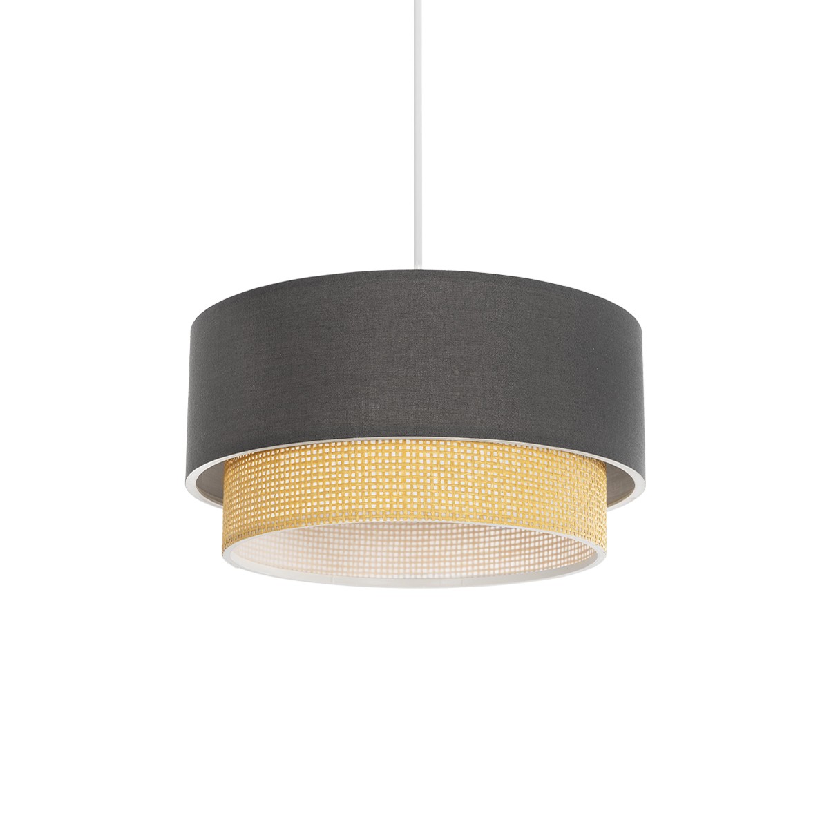 GLOBOSTAR® BIGGIE 204-0095 Μοντέρνο Κρεμαστό Φωτιστικό Οροφής με Ντουί 1 x E27 AC 220-240V IP20 - Γκρι & Μπεζ - Μ30 x Π30 x Υ17cm