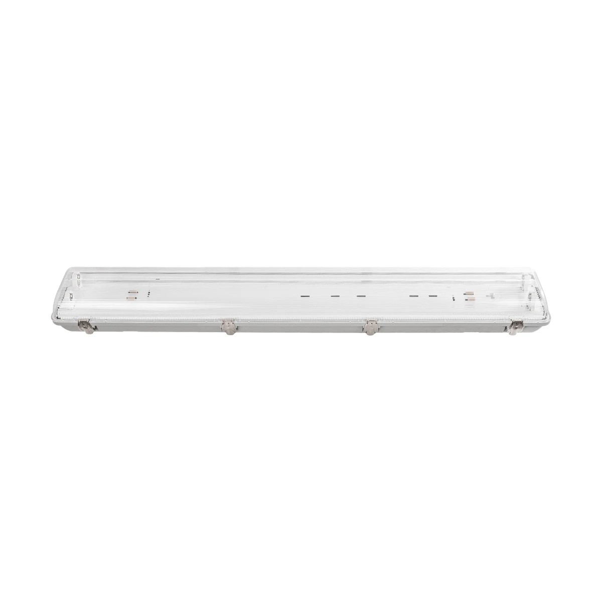 GLOBOSTAR® VIGAS 999-0250 Γραμμικό Βιομηχανικό Φωτιστικό Σκαφάκι Tri-Proof με Μεταλλικά Clips για 2 x Λάμπες T8 G13 90cm Τύπου Φθορίου LED Τροφοδοσίας Ενός Άκρου 120° AC 220-240V Αδιάβροχο IP65 - Γκρι με Διάφανο Κάλυμμα Πλαστικό PC - Μ100 x Π15 x Υ10cm