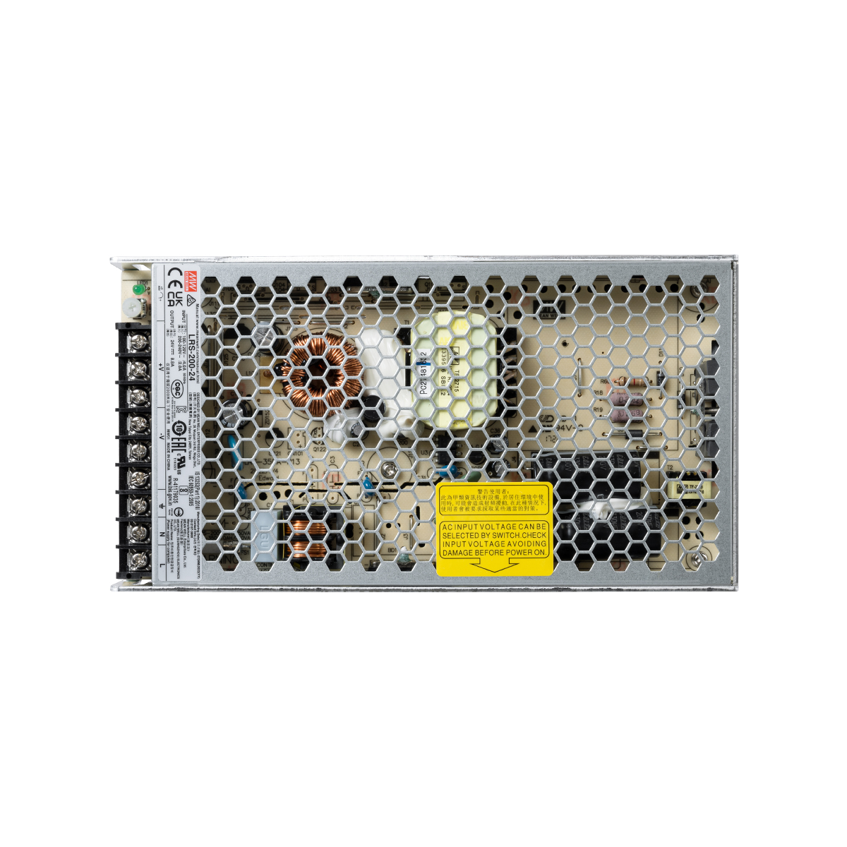 GLOBOSTAR® MEANWELL-LRS200-24 90783 Τροφοδοτικό/Μετασχηματιστής Class I PELV 200W 8.8A AC 220-240V σε DC 24V IP20 - Ρυθμιζόμενo από DC 21.6V έως DC 28.8V - Ασημί - Μ21.5 x Π11.5 x Υ3cm - 3 Χρόνια Εγγύηση