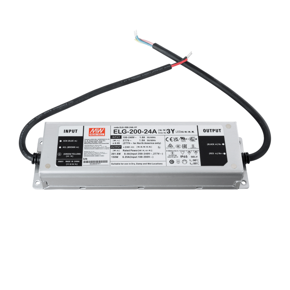 GLOBOSTAR® MEANWELL-ELG200-24A 90789 Τροφοδοτικό/Μετασχηματιστής Class I SELV 200W 8.4A AC 220-240V σε DC 24V Αδιάβροχο IP65 - Ρυθμιζόμενo από DC 22.4V έως DC 25.6V - Ασημί - Μ24.4 x Π7.1 x Υ3.8cm - 3 Χρόνια Εγγύηση