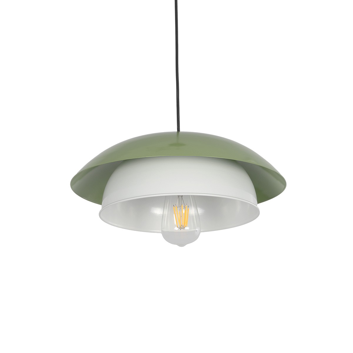 GLOBOSTAR® AURA 204-0119 Μοντέρνο Κρεμαστό Φωτιστικό Οροφής με Ντουί 1 x E27 AC 220-240V IP20 - Πράσινο & Λευκό - Μ31 x Π31 x Υ27cm