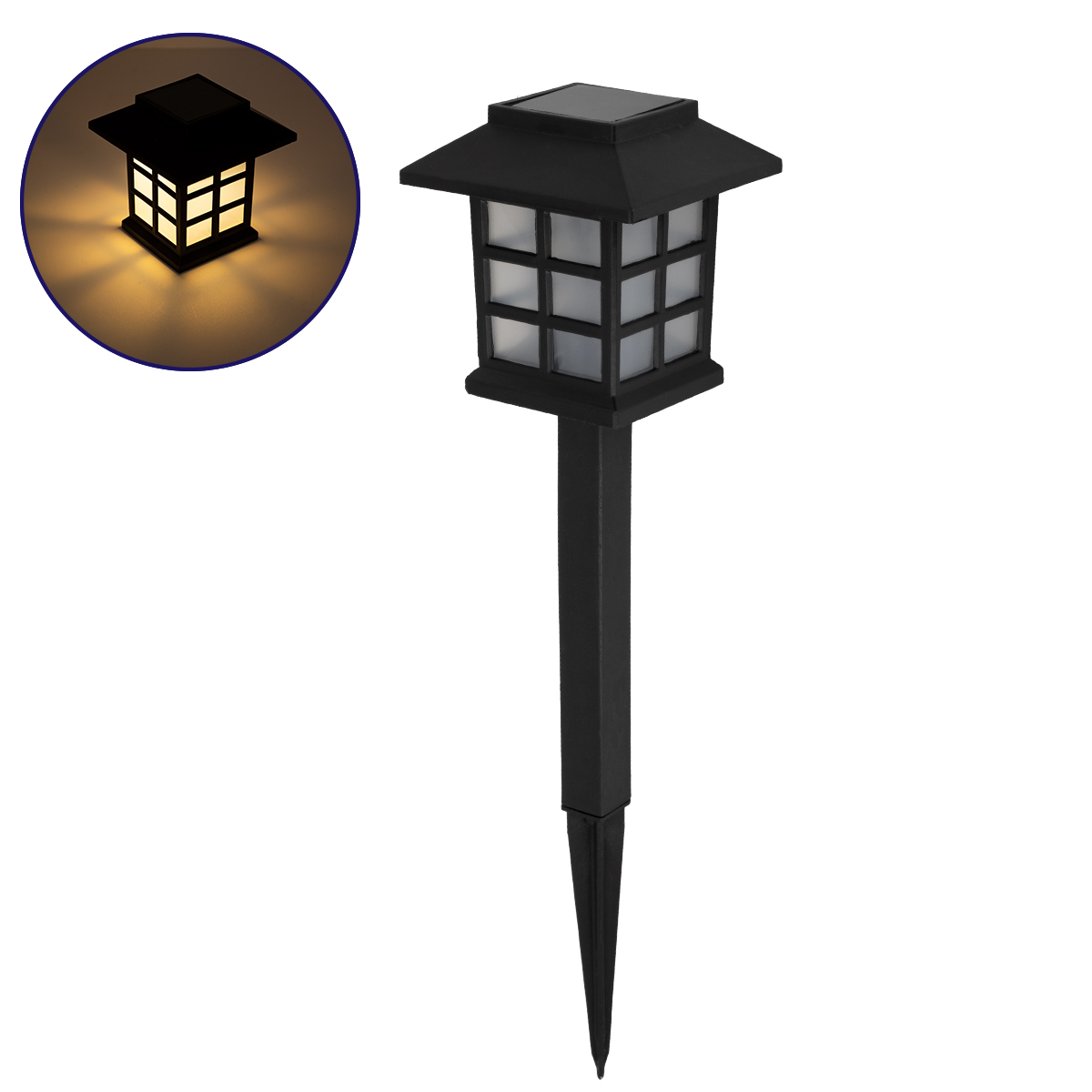 GLOBOSTAR® SOLARVERDE 71524 Διακοσμητικό Φωτιστικό Κήπου LED 1W 40lm 180° DC 5V με Φωτοβολταϊκό Panel 5V 0.1W & Επαναφορτιζόμενη Μπαταρία Li-ion 3.2V 300mAh Αδιάβροχο IP65 Θερμό Λευκό 2700K - Μ8.5 x Π8.5 x Υ23.5cm - 2 Χρόνια Εγγύηση