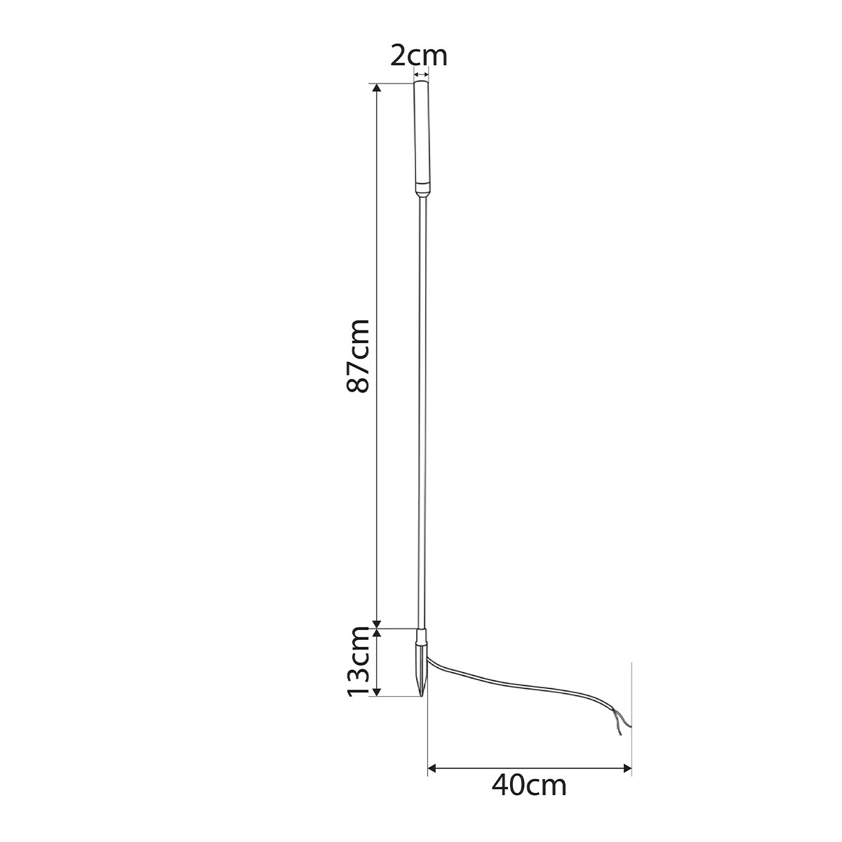GLOBOSTAR® REED GLB-103-0006 Φωτιστικό Κολωνάκι Κήπου με Καρφωτή Βάση LED 2W 180lm 360° DC 24V Αδιάβροχο IP65 Θερμό Λευκό 2700K - Sanan SMD Chip - Μαύρο Ματ - Μ2 x Π2 x Υ100cm - 3 Χρόνια Εγγύηση