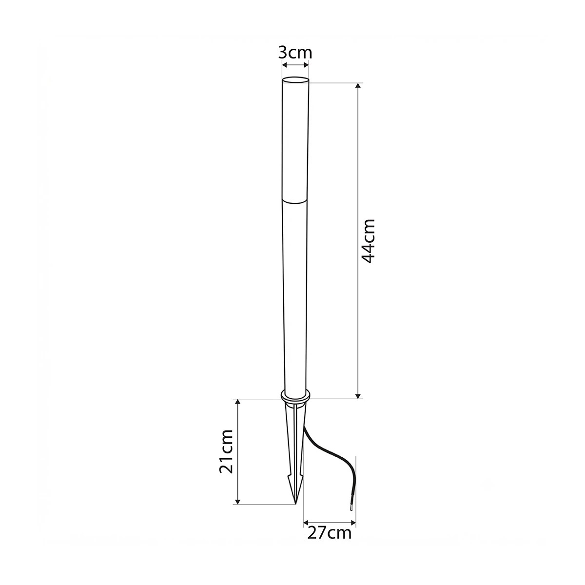GLOBOSTAR® REED GLB-103-0008 Φωτιστικό Κολωνάκι Κήπου με Καρφωτή Βάση LED 5W 450lm 360° DC 24V Αδιάβροχο IP65 Θερμό Λευκό 2700K - Sanan SMD Chip - Μαύρο Ματ - Μ3 x Π3 x Υ65cm - 3 Χρόνια Εγγύηση