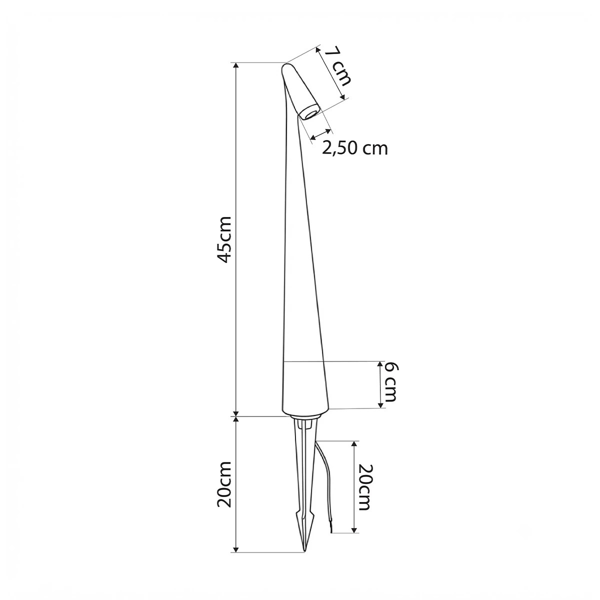 GLOBOSTAR® EDGE GLB-103-0011 Φωτιστικό Κολωνάκι Κήπου με Καρφωτή Βάση LED 3W 270lm 60° DC 24V Αδιάβροχο IP65 Θερμό Λευκό 2700K - Sanan SMD Chip - Μαύρο Ματ - Μ6 x Π6 x Υ45cm - 3 Χρόνια Εγγύηση