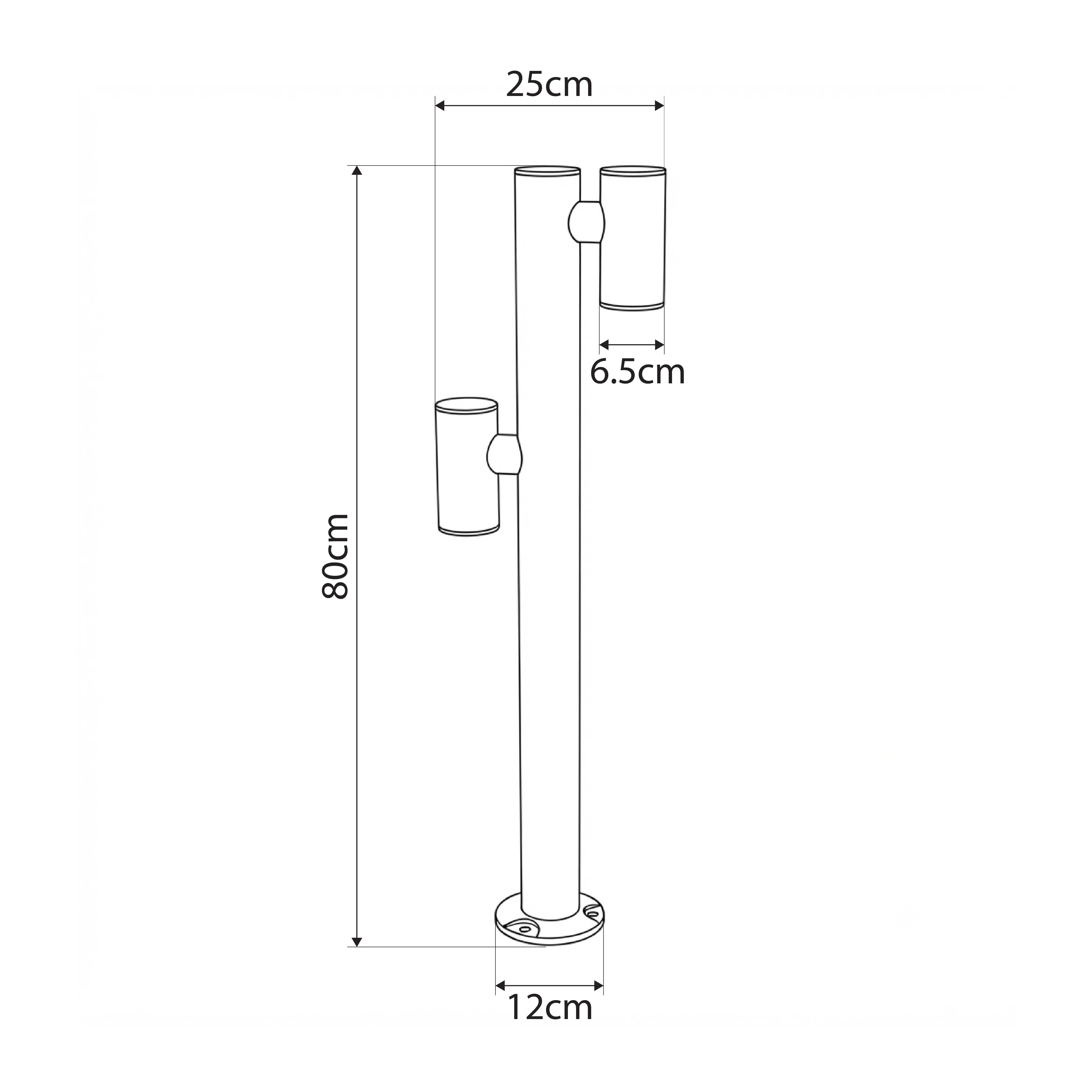 GLOBOSTAR® STEM GLB-103-0013 Φωτιστικό Κολωνάκι Κήπου LED 24W 2160lm 60° AC 220-240V Αδιάβροχο IP65 Θερμό Λευκό 2700K - Sanan SMD Chip - Μαύρο Ματ - Μ12 x Π25 x Υ80cm - 3 Χρόνια Εγγύηση